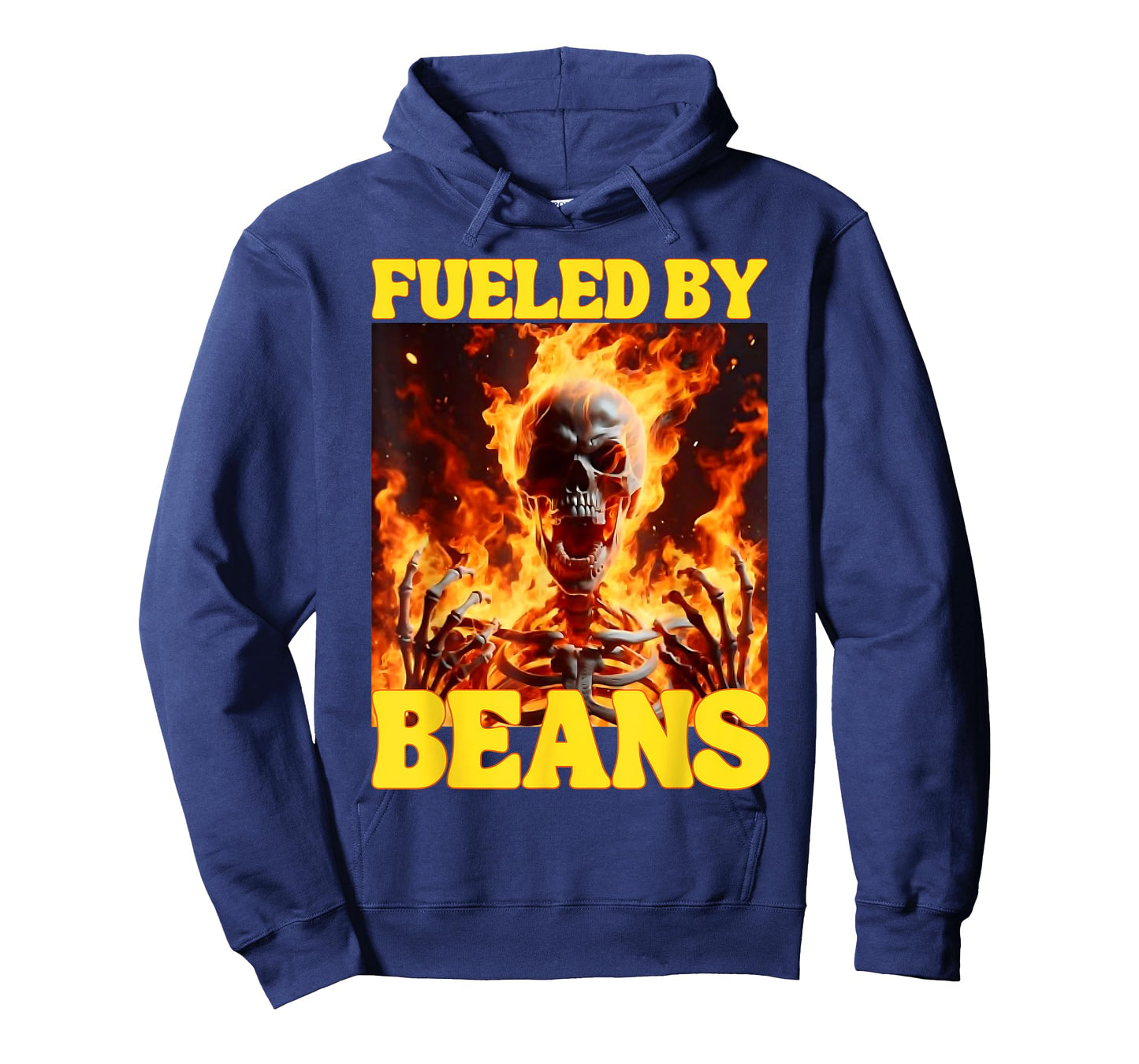 Fueled By Beans Funny Cringe Hard Skeleton Meme Flames T-Shirt