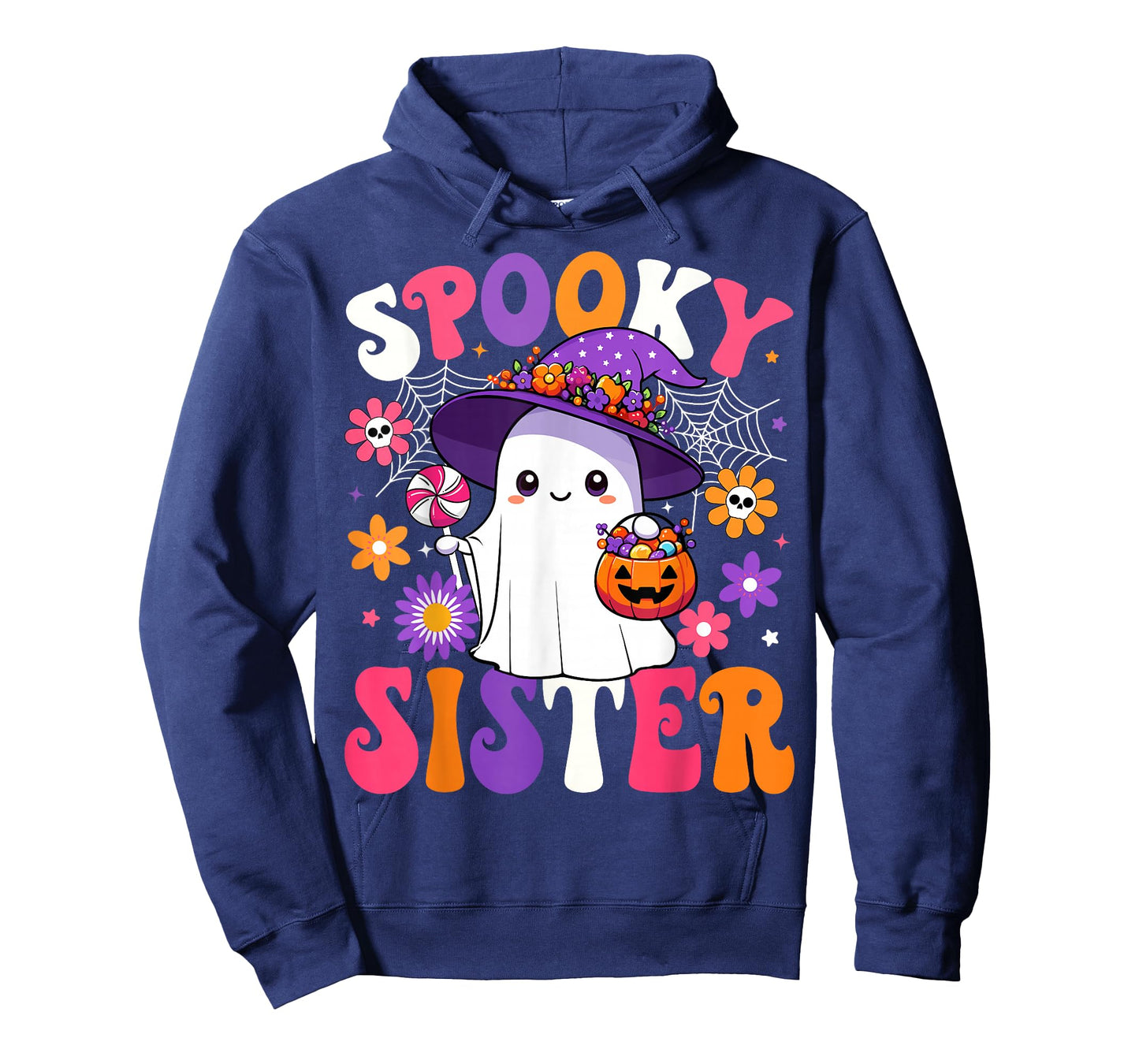 Groovy Spooky Sister Halloween Ghost Pumpkin Halloween Sis T-Shirt