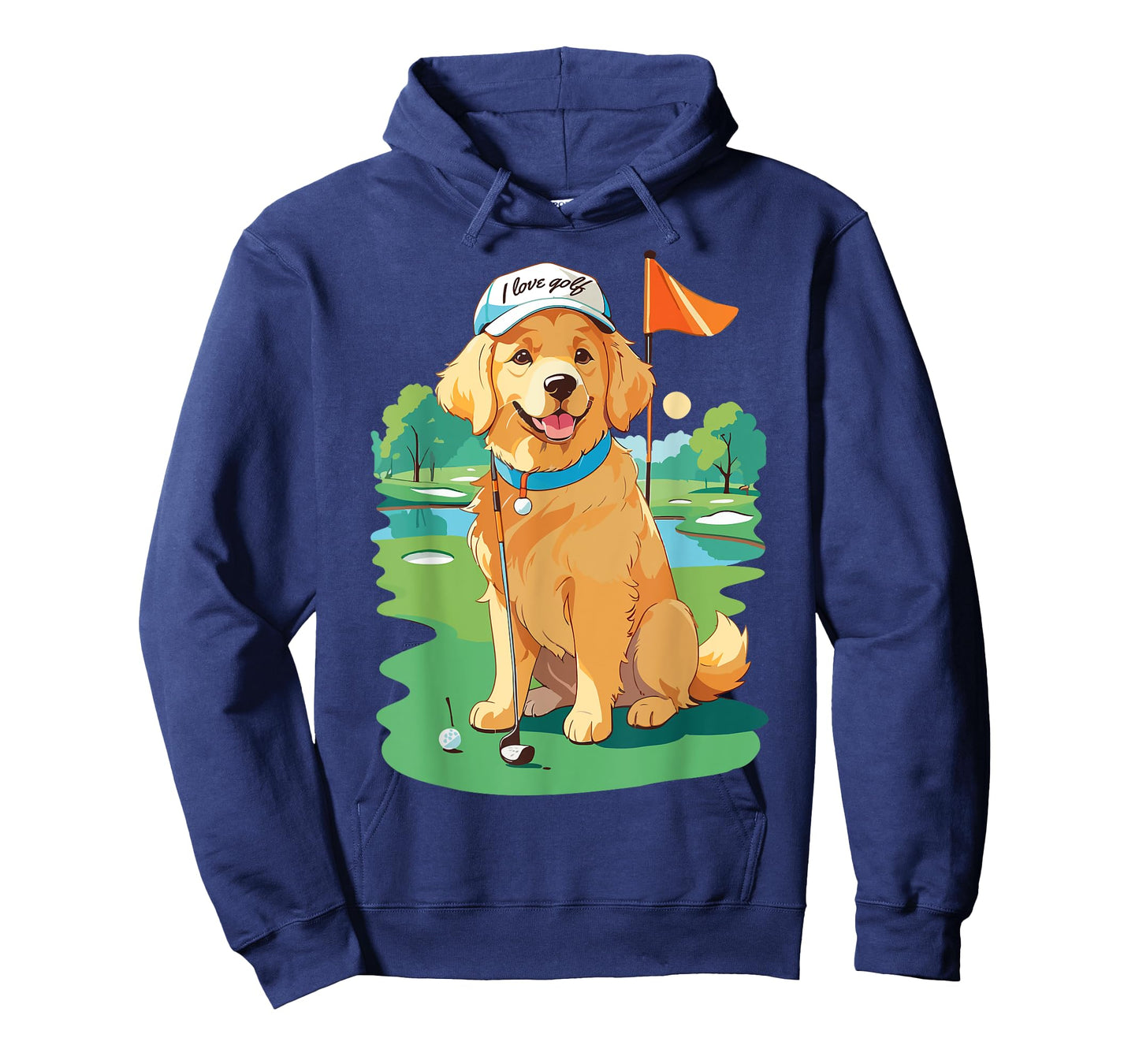 I Love Golf Golf Dog Illustration Golden Retriever Men Women T-Shirt