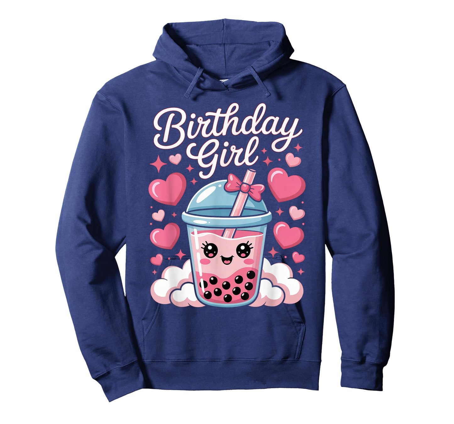 Happy Birthday Girl Cute Pink Bow Bubble Boba Tea Anime T-Shirt
