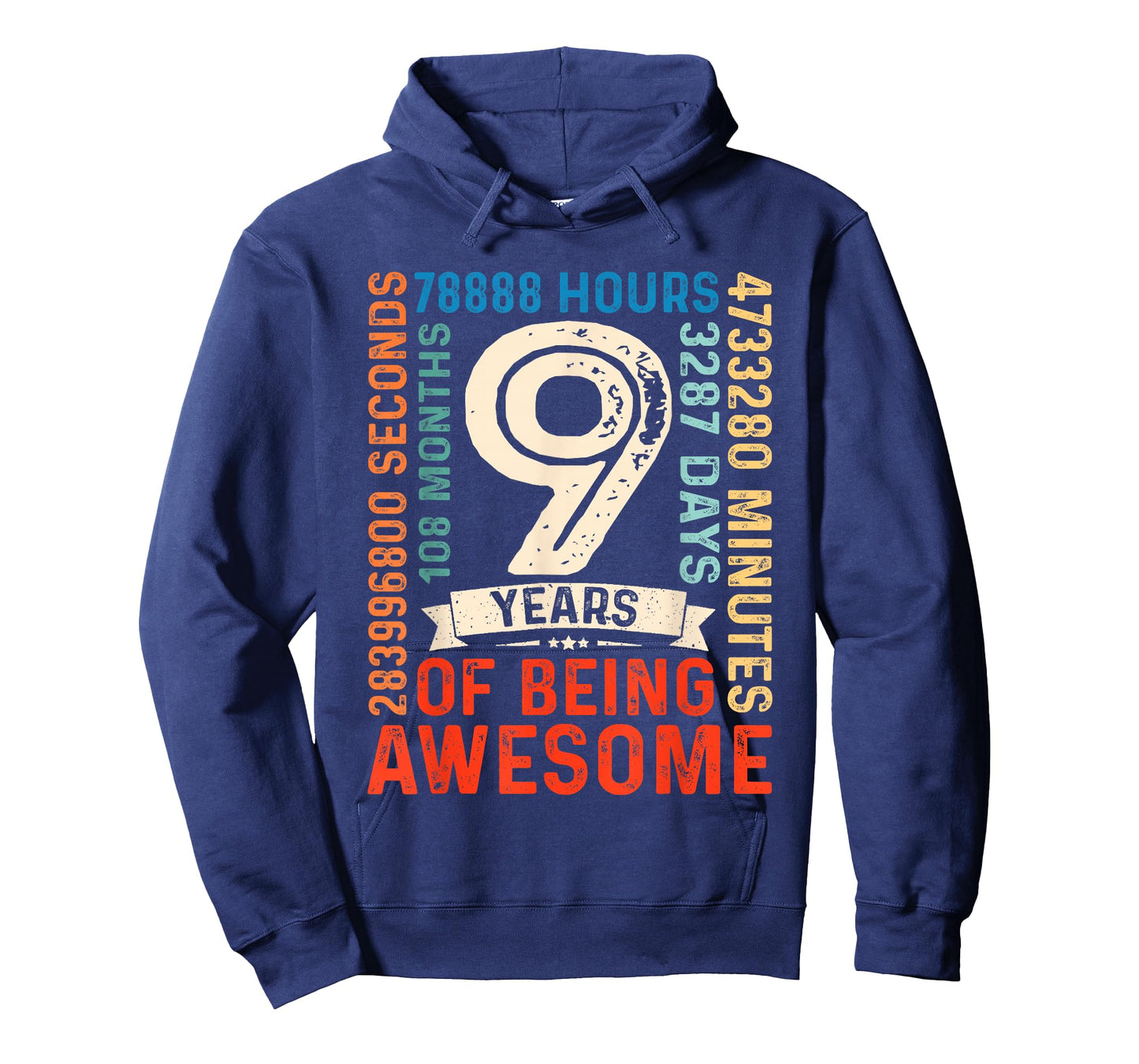 Nine 9yr Vintage 9th Birthday 9 Years Old Retro 108 Months T-Shirt