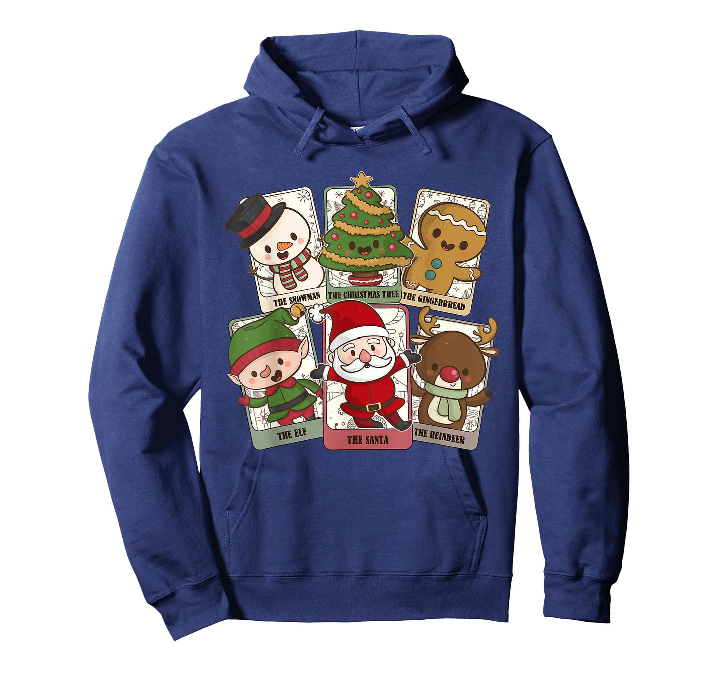 Retro Tarot Card Christmas Santa Elf Reindeer Gingerbread T-Shirt