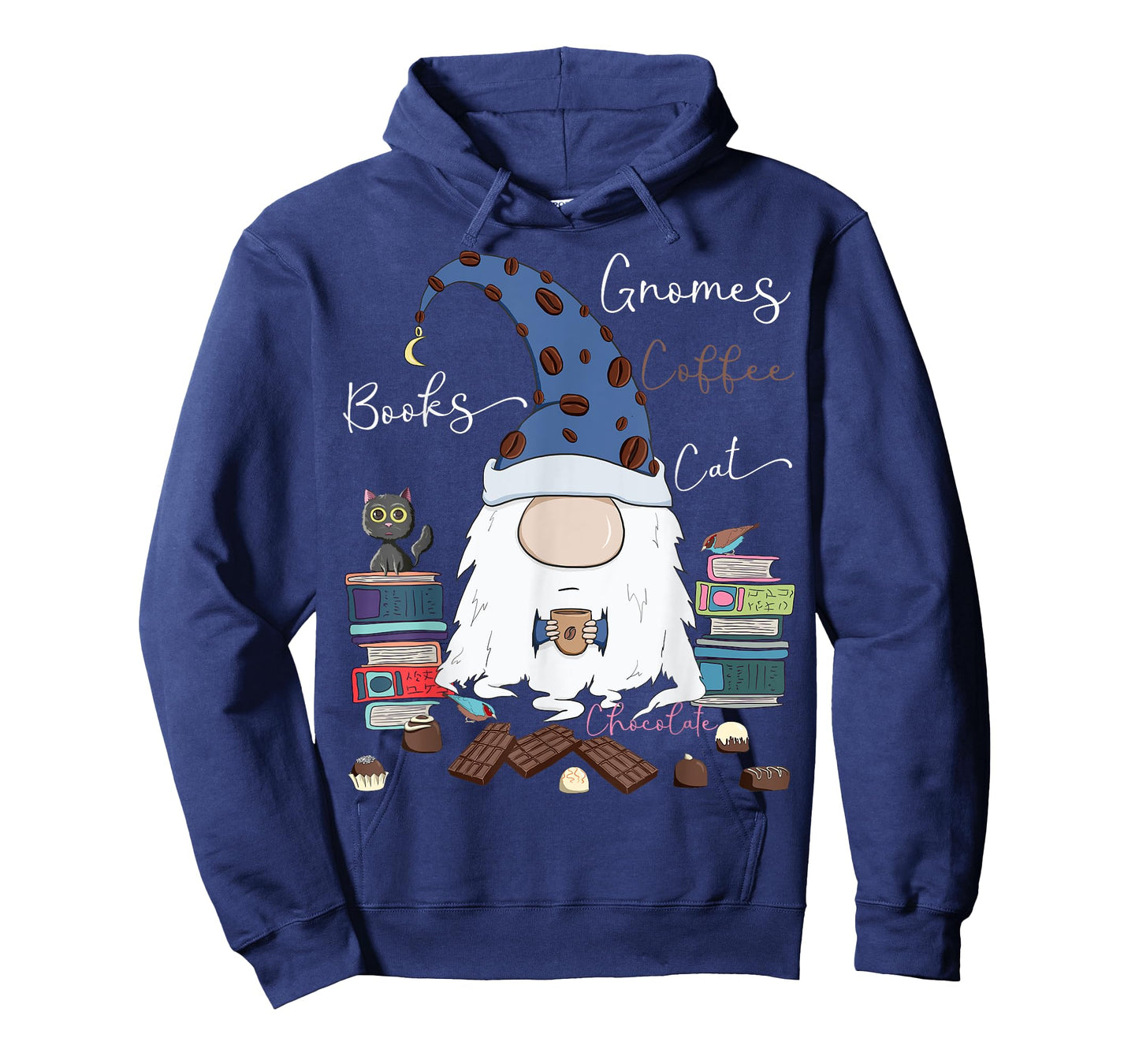 Gnomes Coffee Books Cat Chocolate Funny Gnome & Coffee Lover Men Women Girls Kids T-Shirt