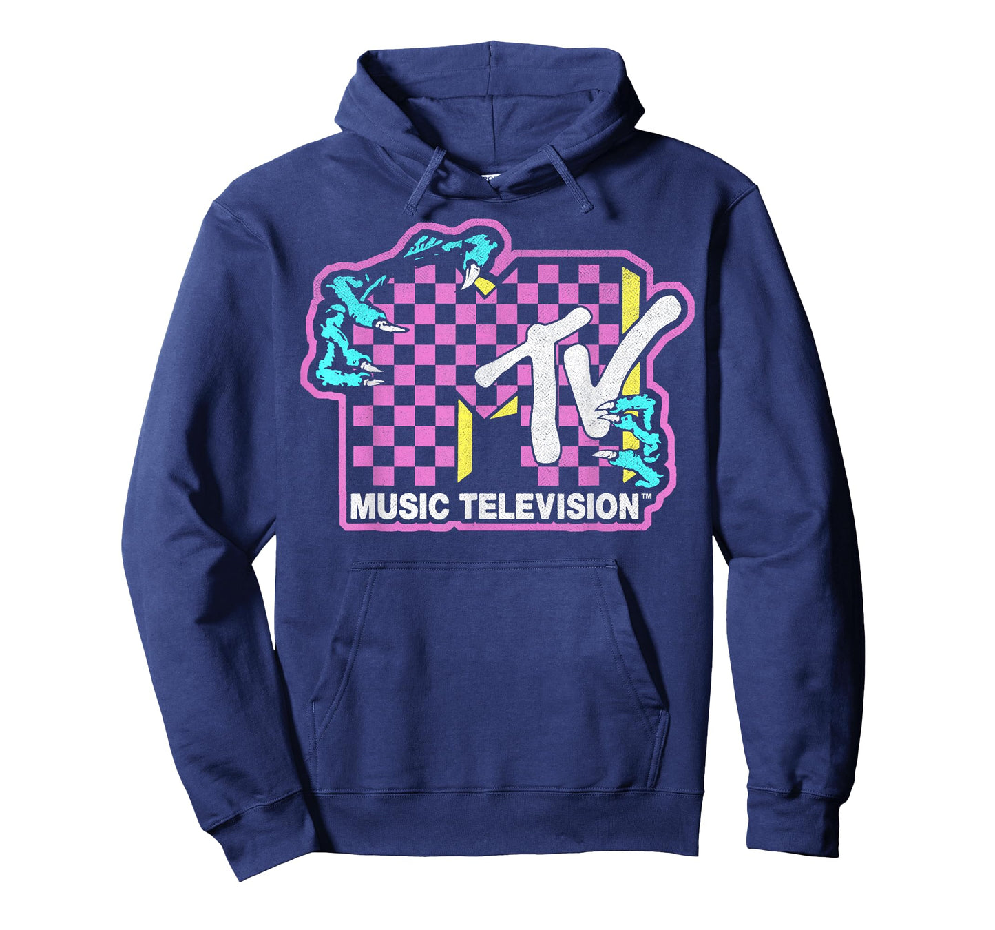 MTV Checkered Monster Hand Logo Graphic T-Shirt T-Shirt