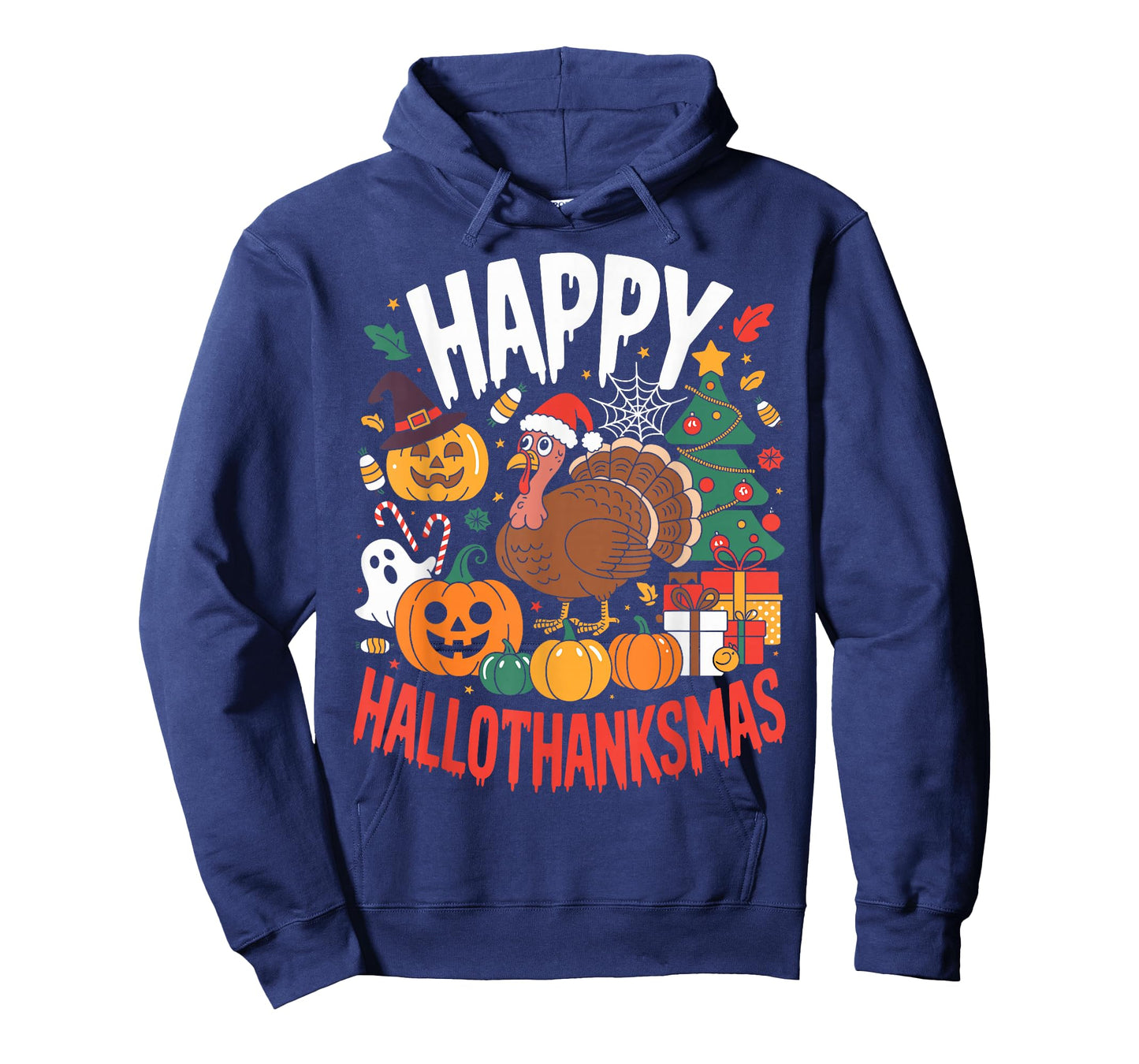 Funny Halloween Thanksgiving Christmas Happy HalloThanksMas T-Shirt