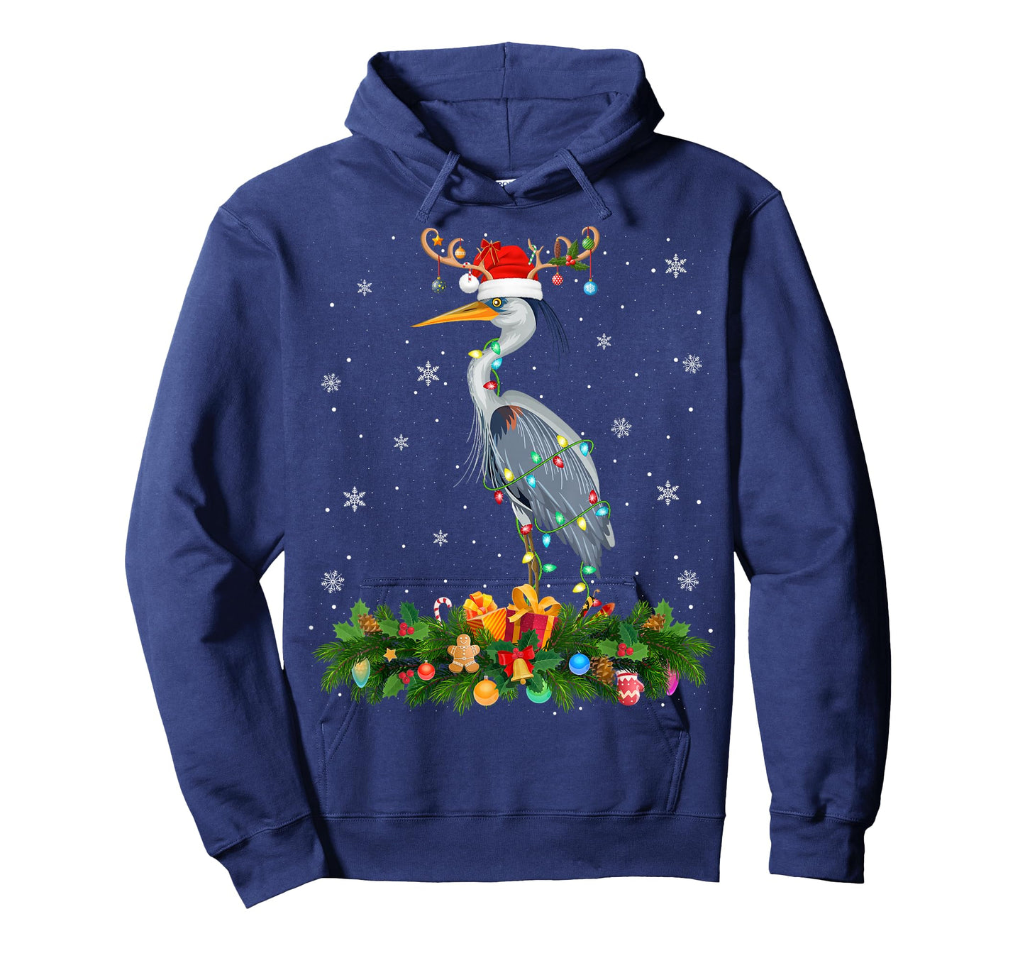 Heron Bird Christmas Lights Reindeer Santa Xmas Adult & Kids T-Shirt