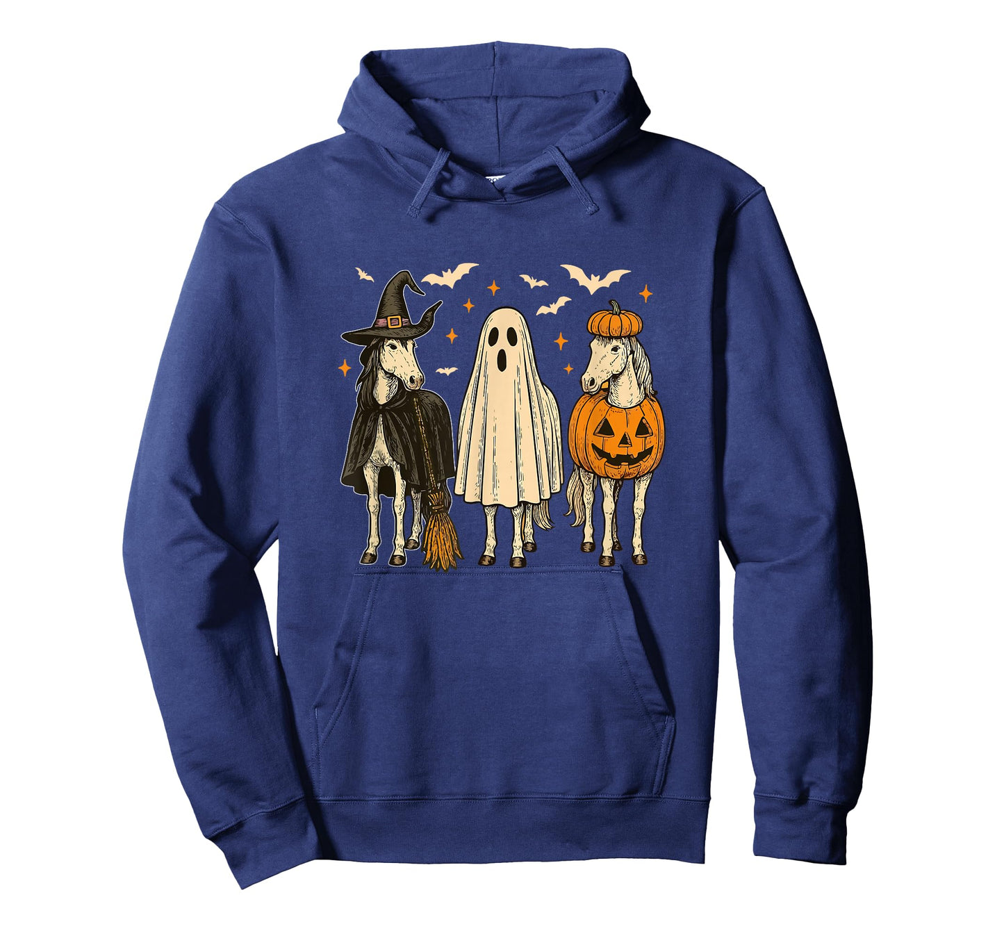 Three Halloween Horses Cosplay Witch Boo Carved Pumpkin T-Shirt