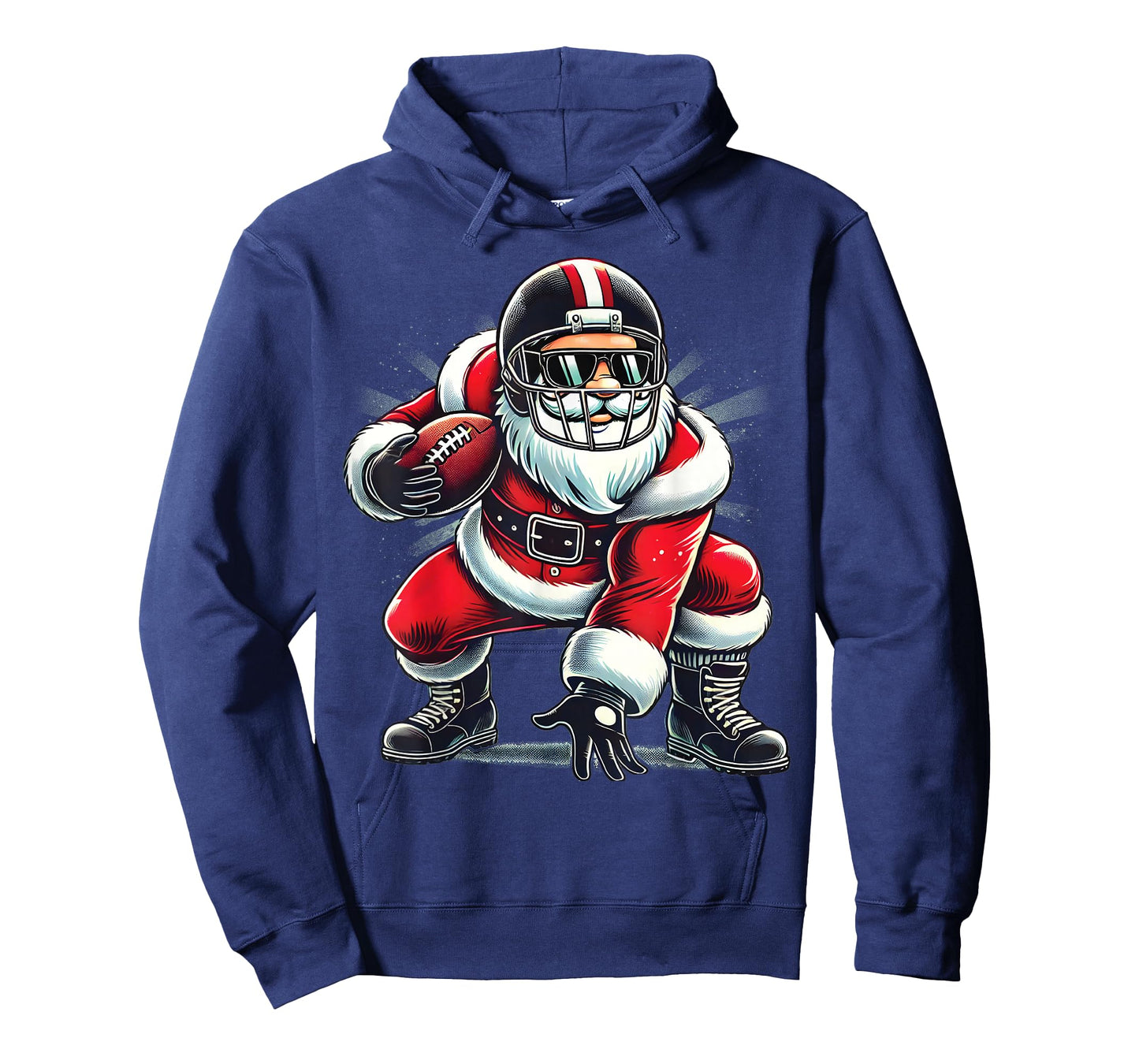 Christmas Santa Claus Football Lineman Quarterback Boys Kids T-Shirt