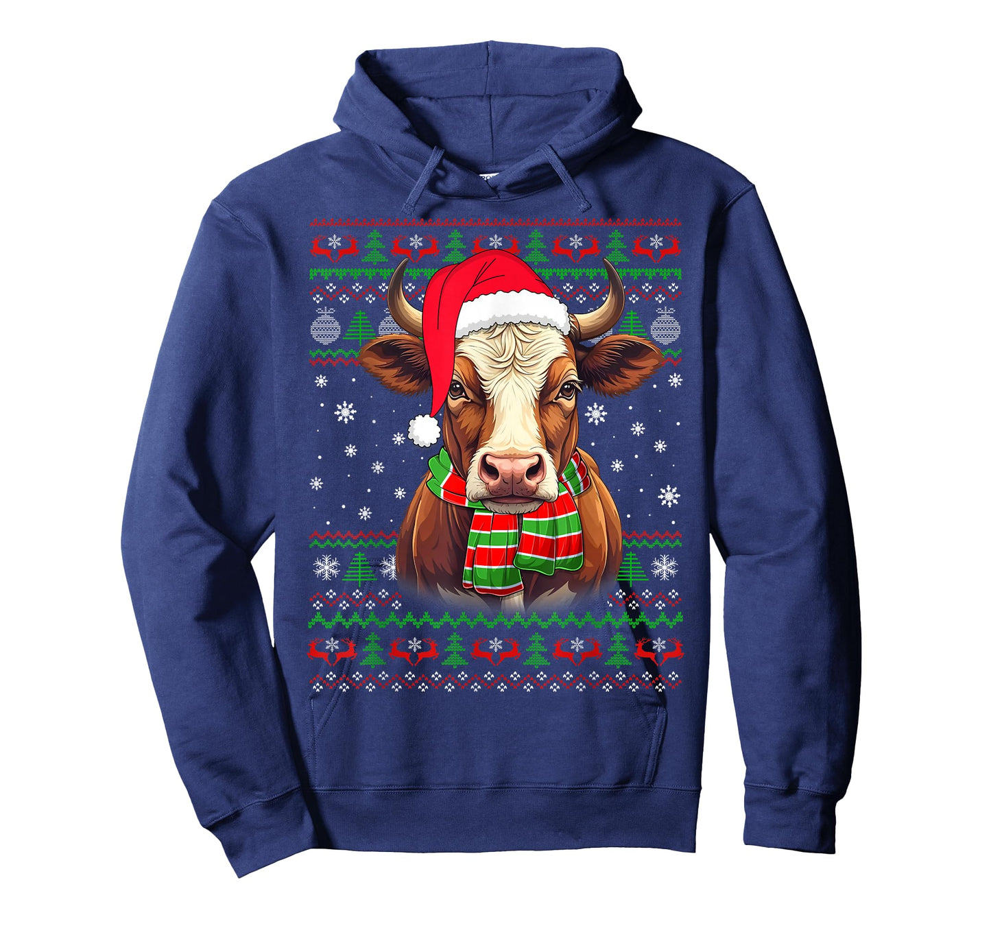 Cow Christmas Ugly Sweater Funny Farm Animal Cattle Cow Xmas T-Shirt