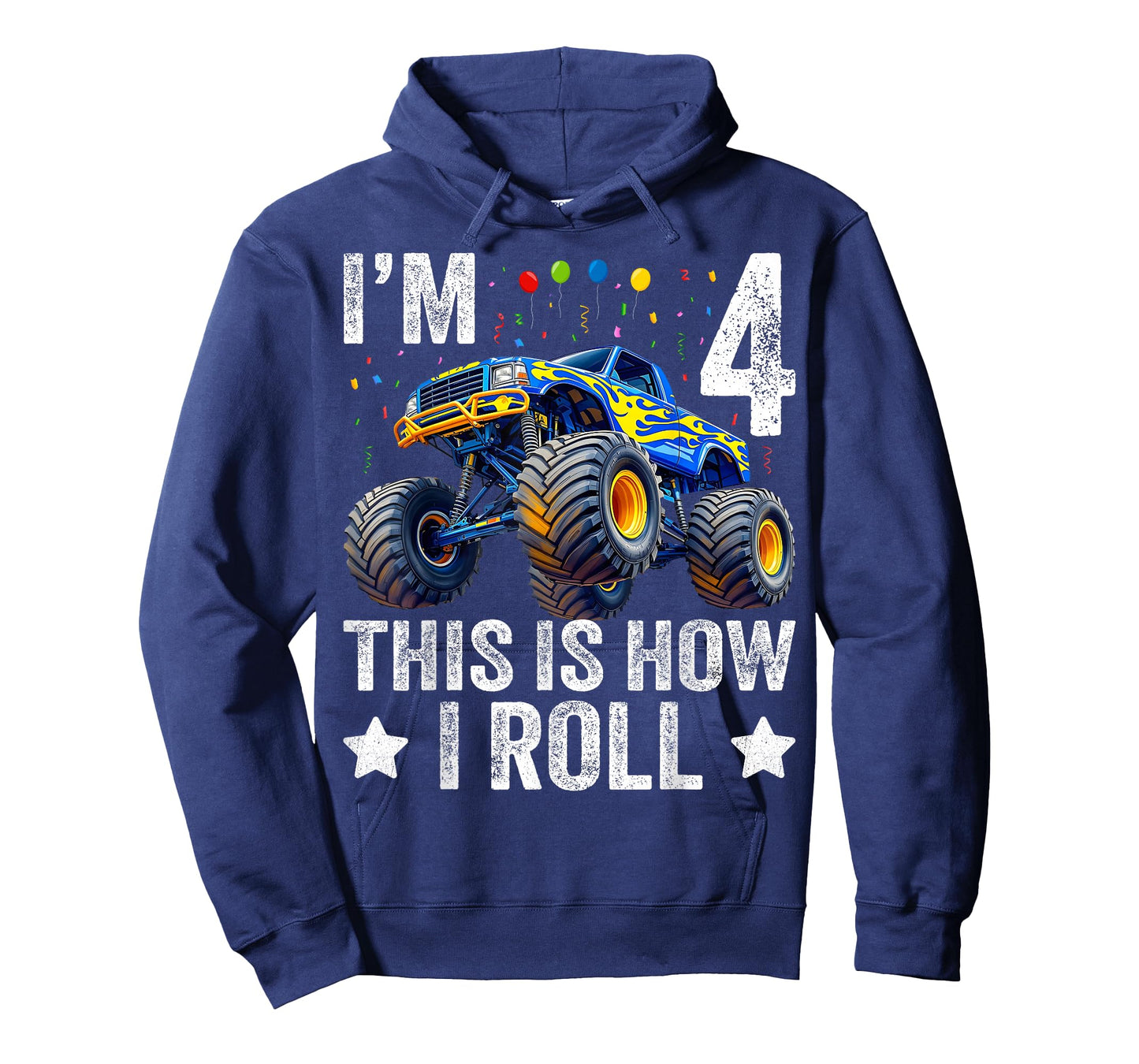 I'm 4 This is how I roll Monster Truck 4th Birthday Boys T-Shirt