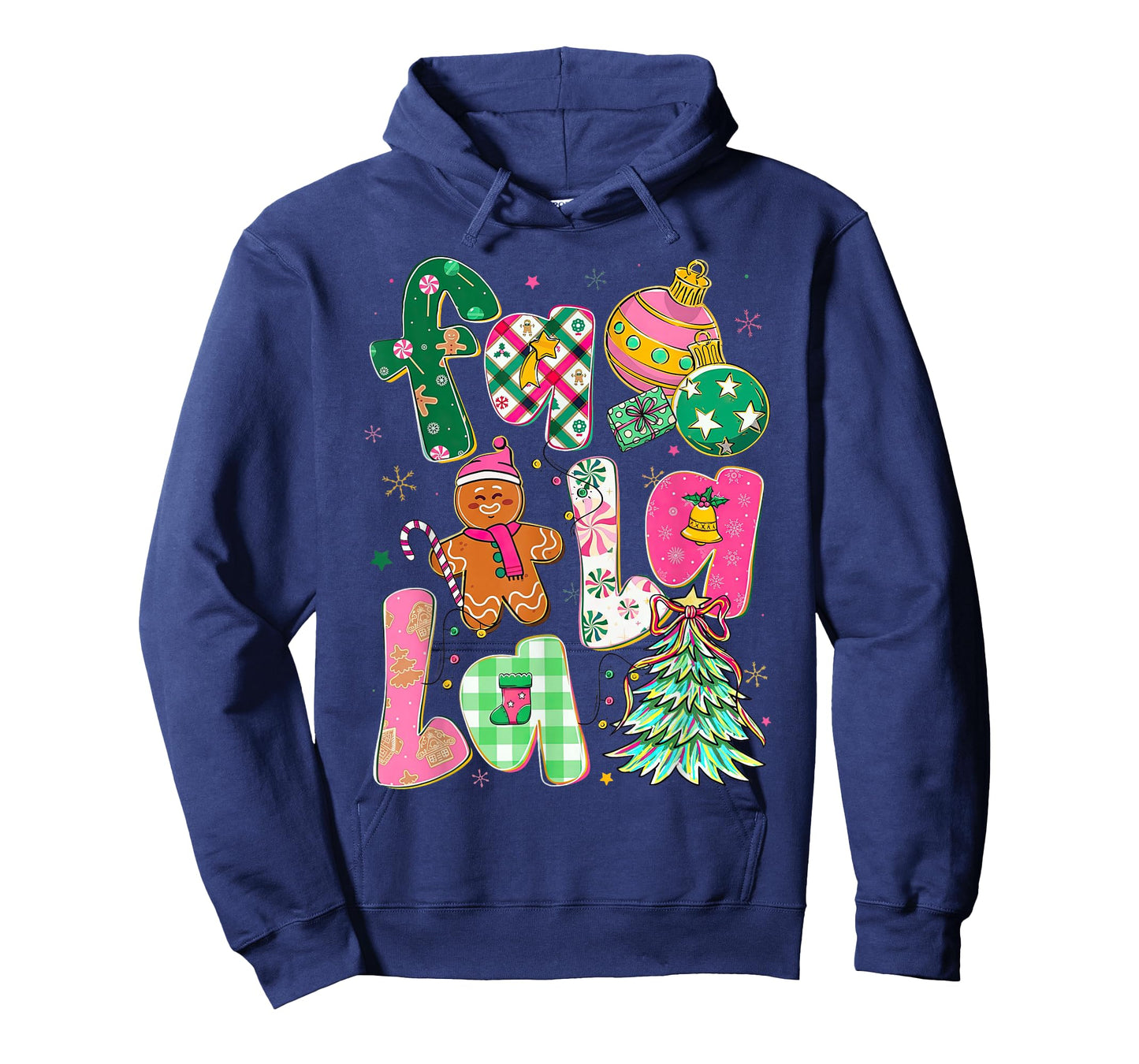 Colorful Falala Christmas Tree Preppy Holiday Design T-Shirt