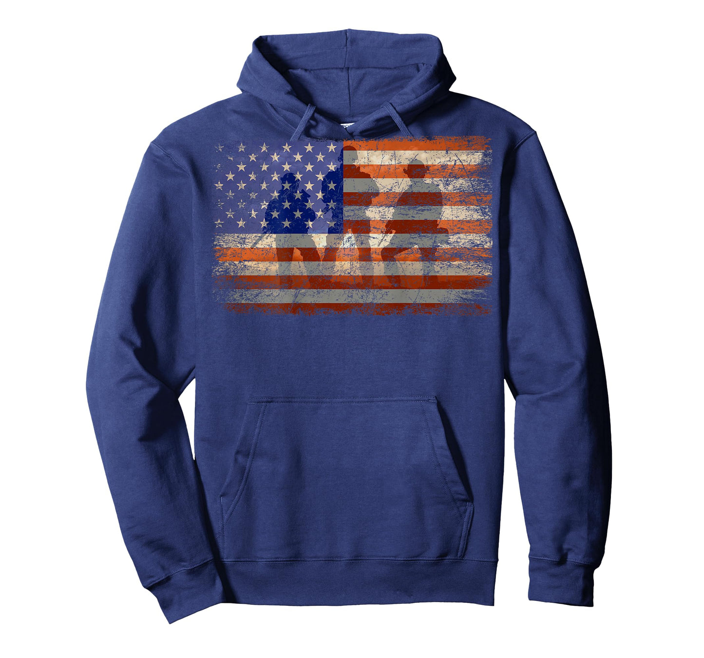 Military Soldier Patriotic American Flag Print On Back T-Shirt