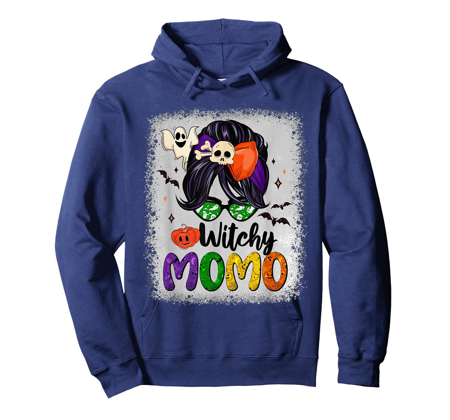 Witchy Momo Messy Bun Halloween Skull Pumpkin Spooky Season T-Shirt