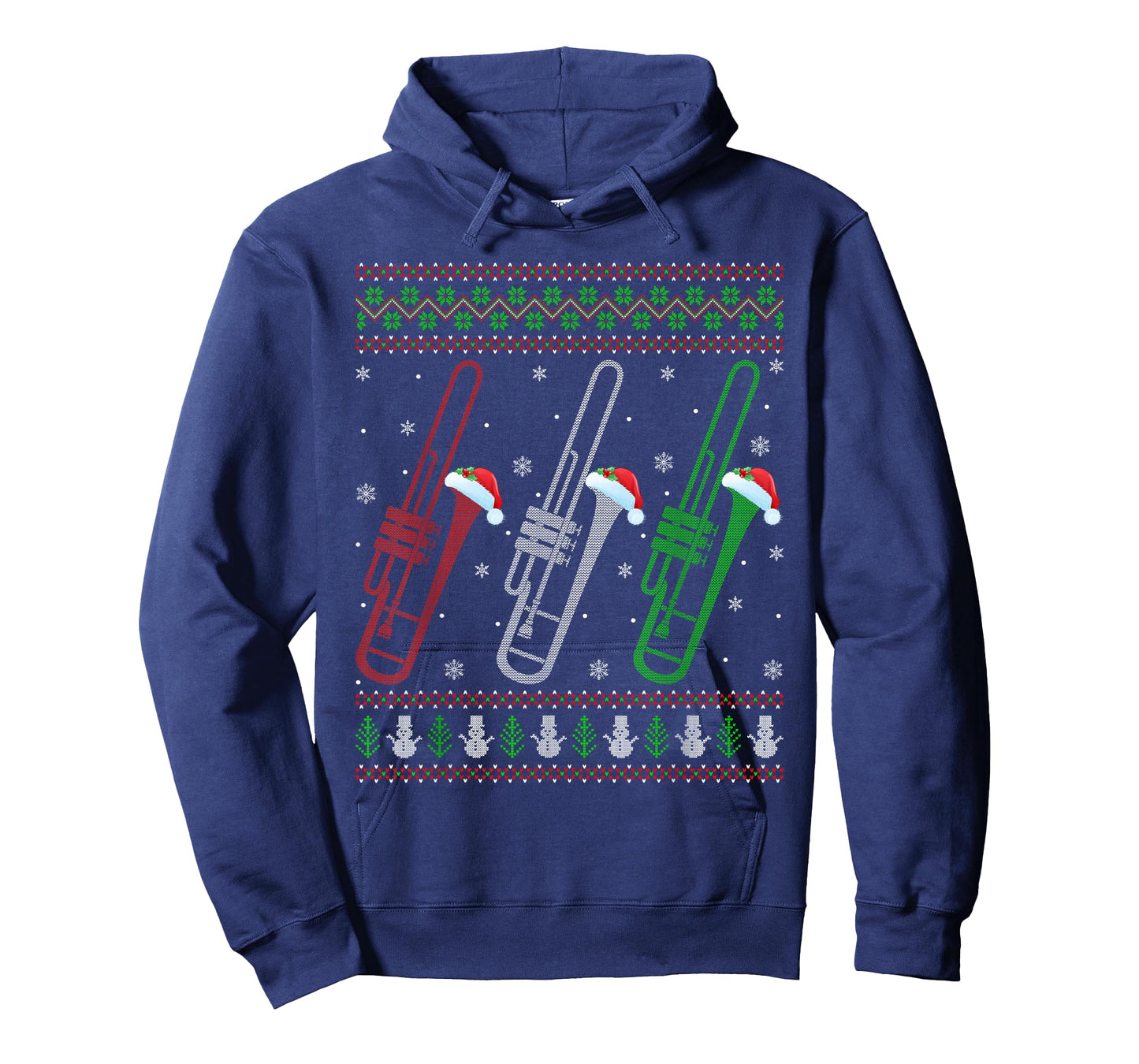 Trombone Ugly Christmas Sweaters Marching Jazz Band Music T-Shirt