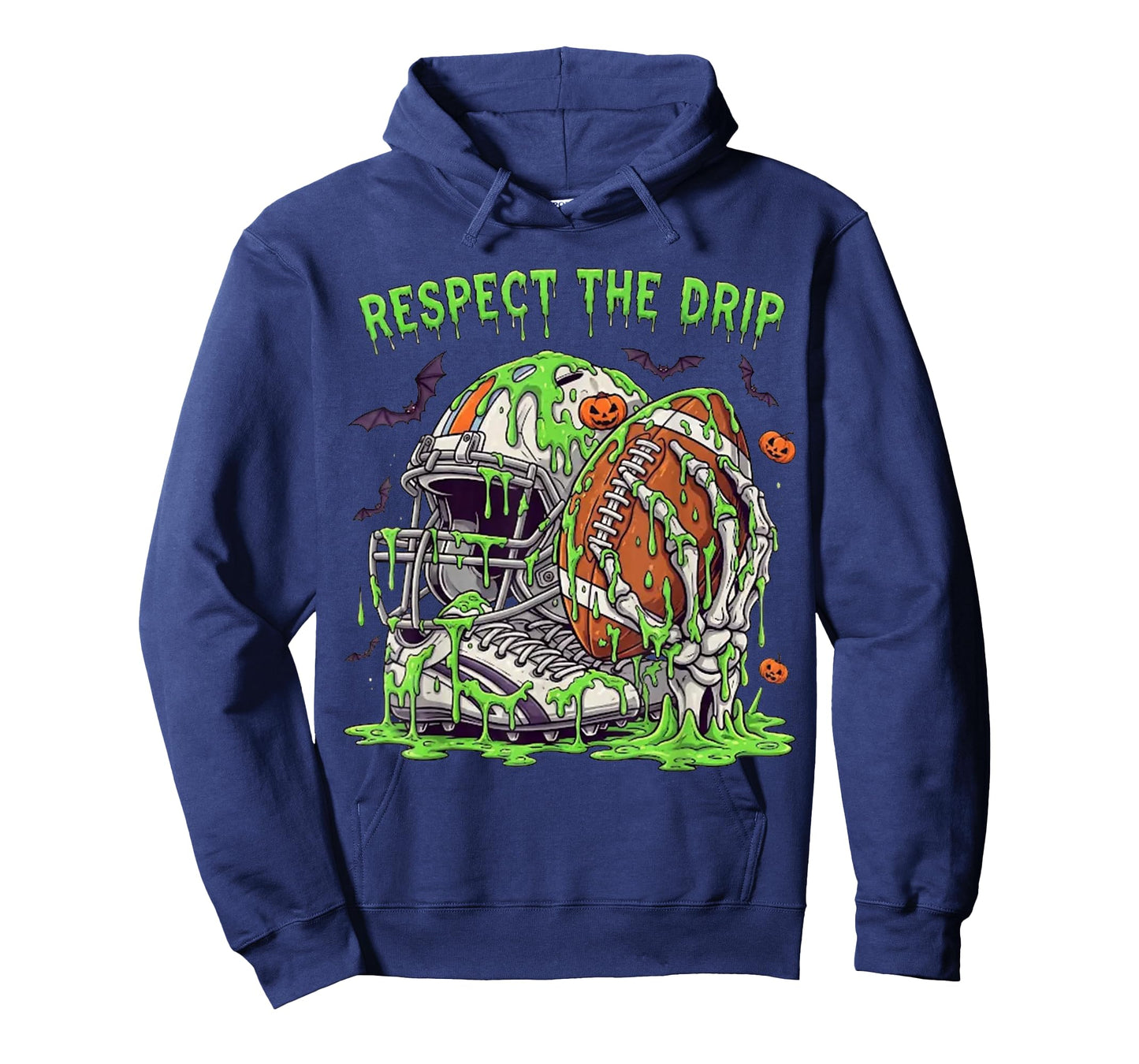 Respect The Drip Football Halloween Skeleton Hand Game Day T-Shirt