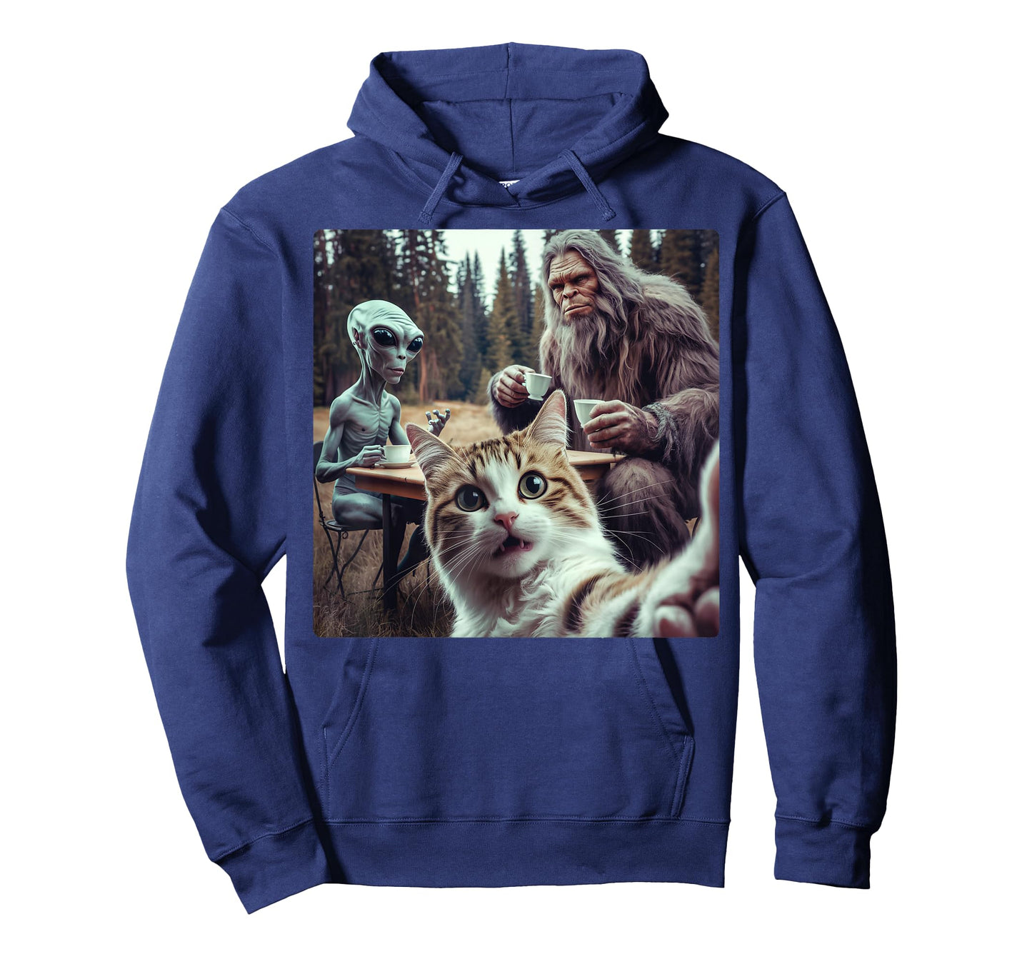 Cat Selfie With Bigfoot Alien Funny Gifts For Men Women Kid T-Shirt