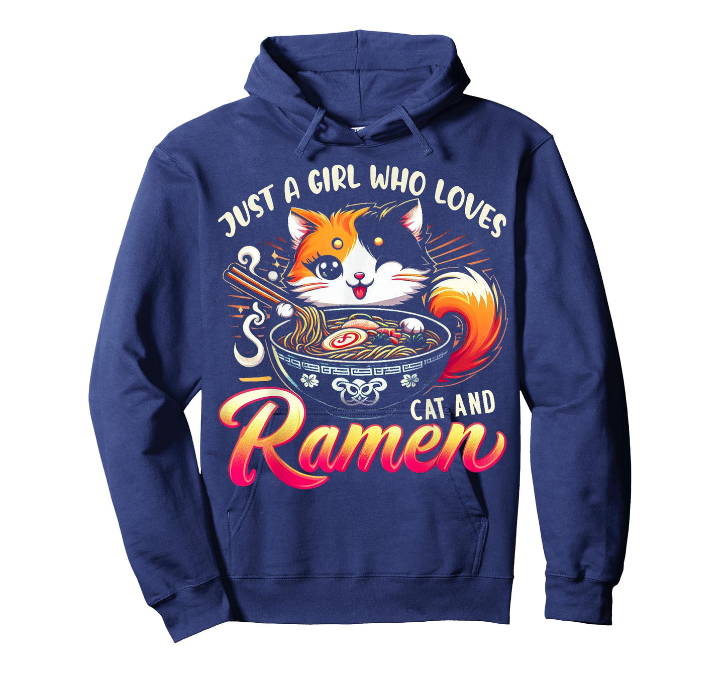 Just a Girl Who Loves Cat And Ramen Cute Cat Loves Ramen T-Shirt