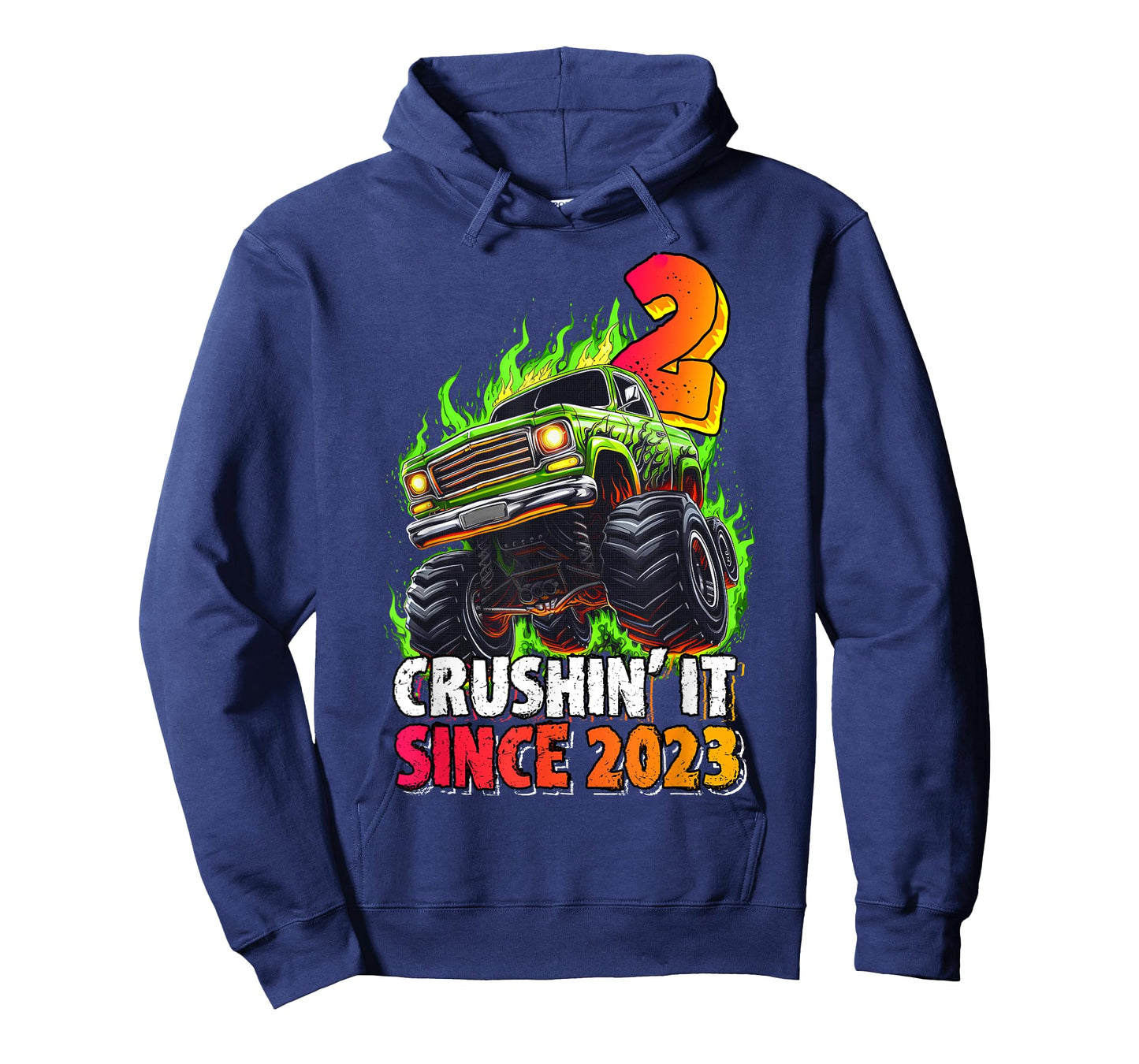 Birthday Monster Truck 2 Year Old Boys 2nd Party Born 2023 T-Shirt