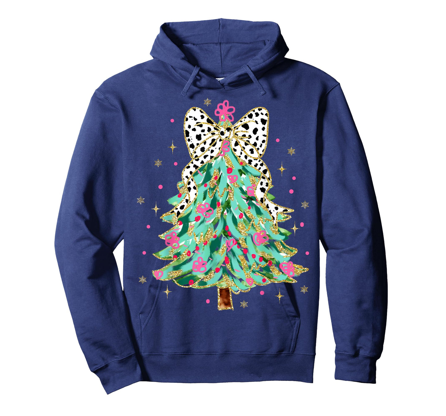 Colorful Coquette Bow Christmas Tree Florals Cute Girly Xmas T-Shirt
