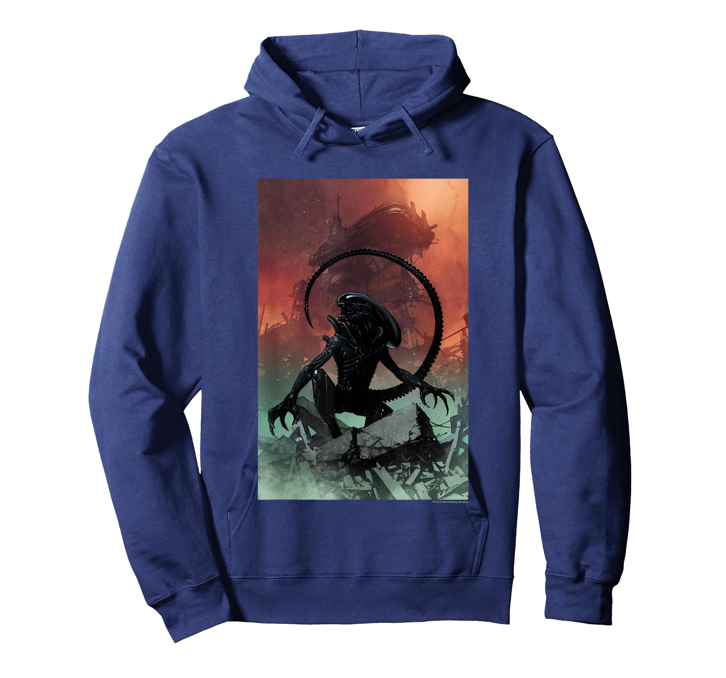 Aliens Iconic Xenomorph Around Destruction Big Chest Poster T-Shirt