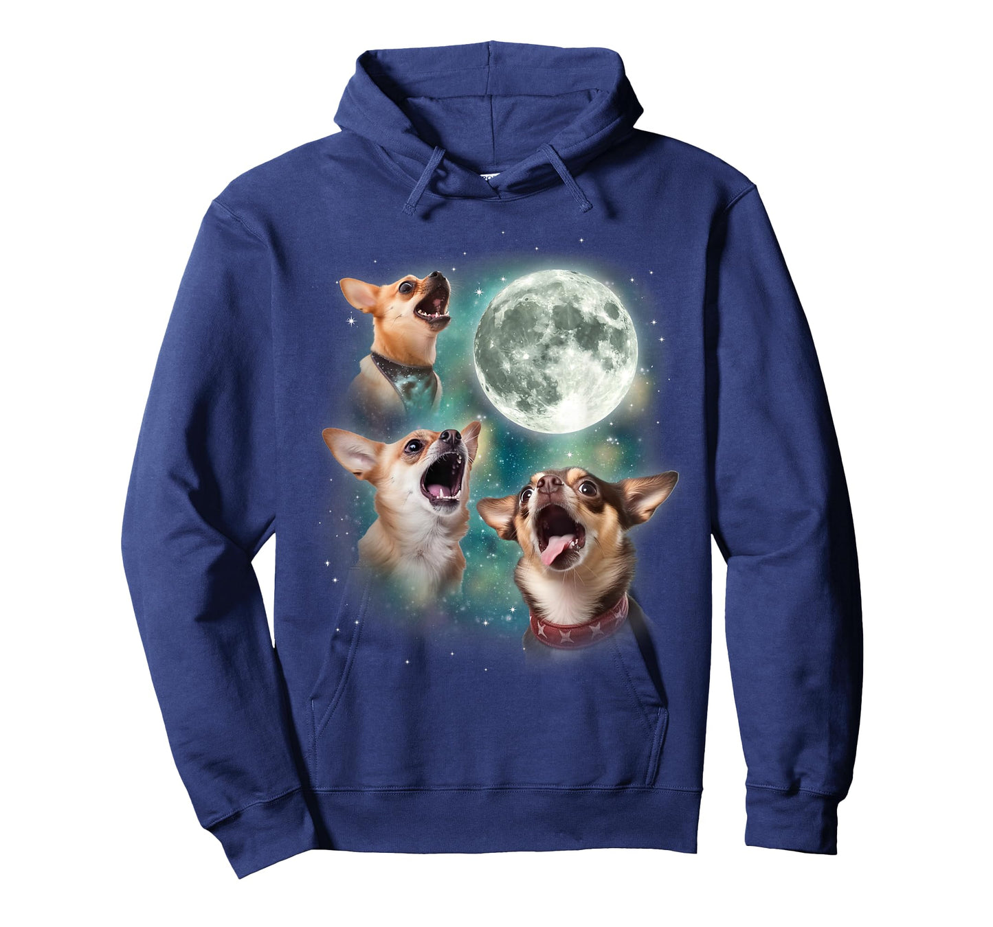 Three Chihuahuas Howl At Moon | 3 Dogs Funny Wolves Parody T-Shirt
