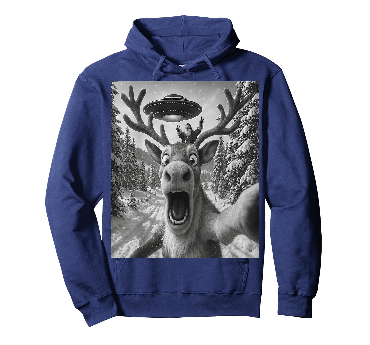 Reindeer Selfie with Alien UFO Funny Cat for Men Women Kid T-Shirt
