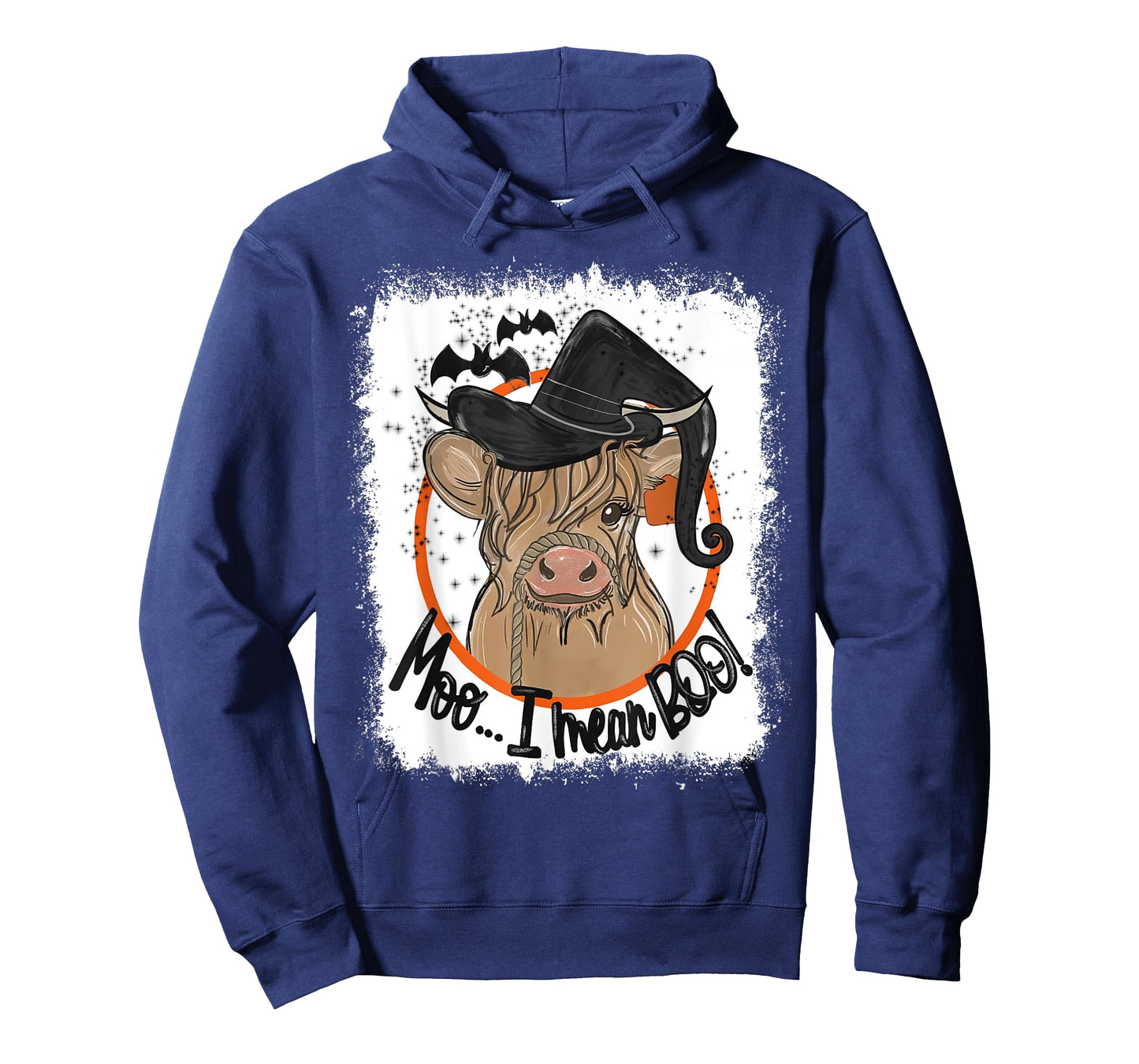 Moo I Mean Boo Ghost Witch Cow Bleached Funny Halloween T-Shirt