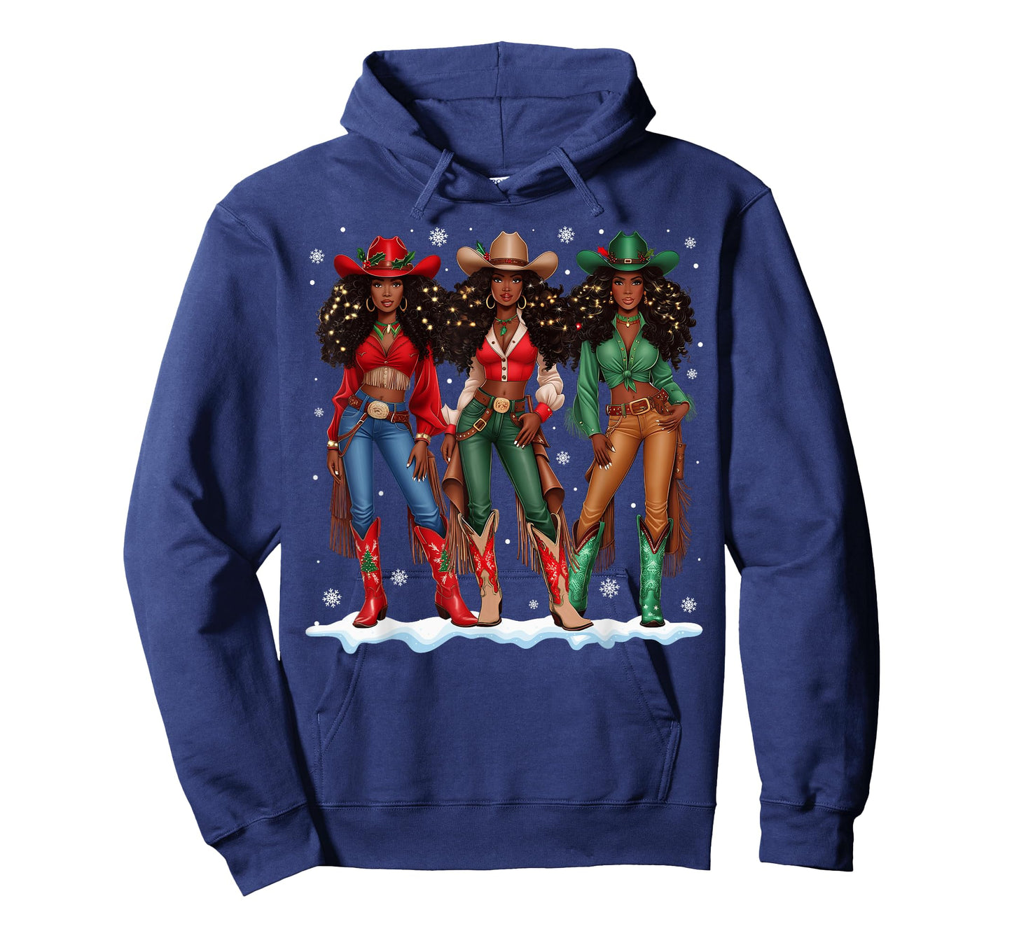 Howdy Retro Western Black Cowgirl African Merry Christmas T-Shirt