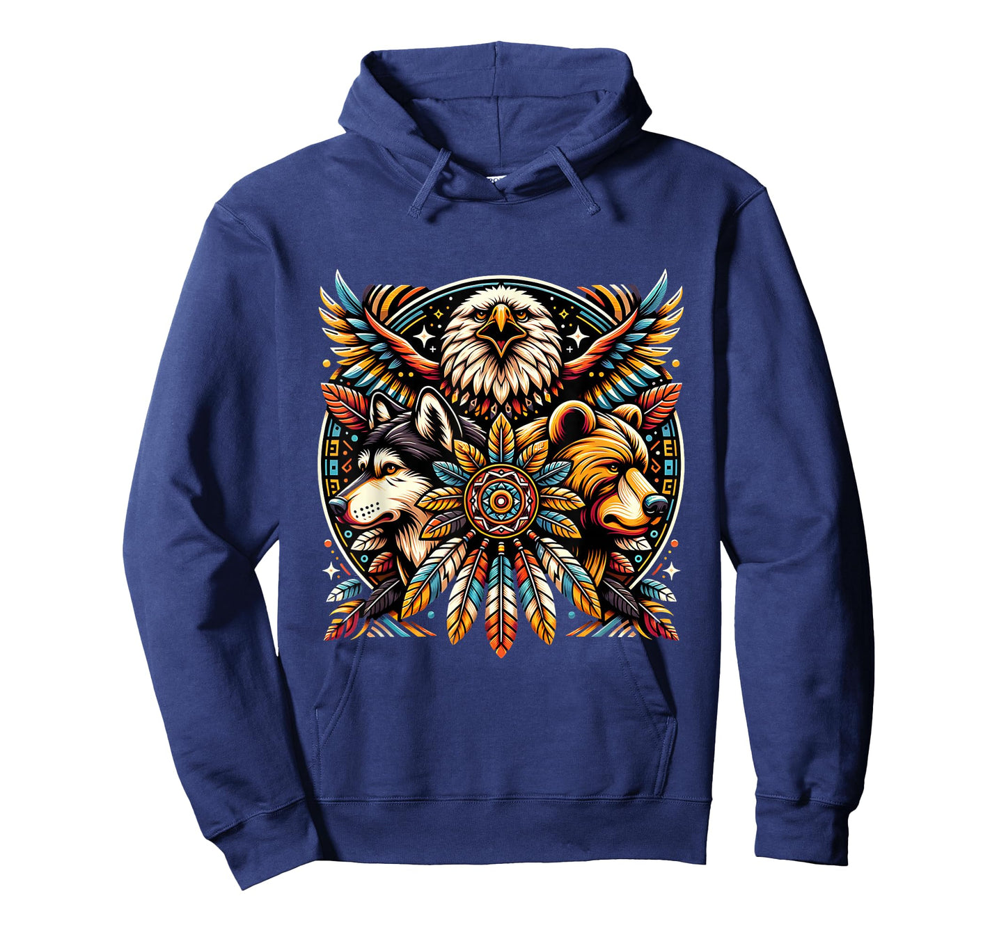Native American Tribal Animals Bear Wolf Eagle Bohemian T-Shirt