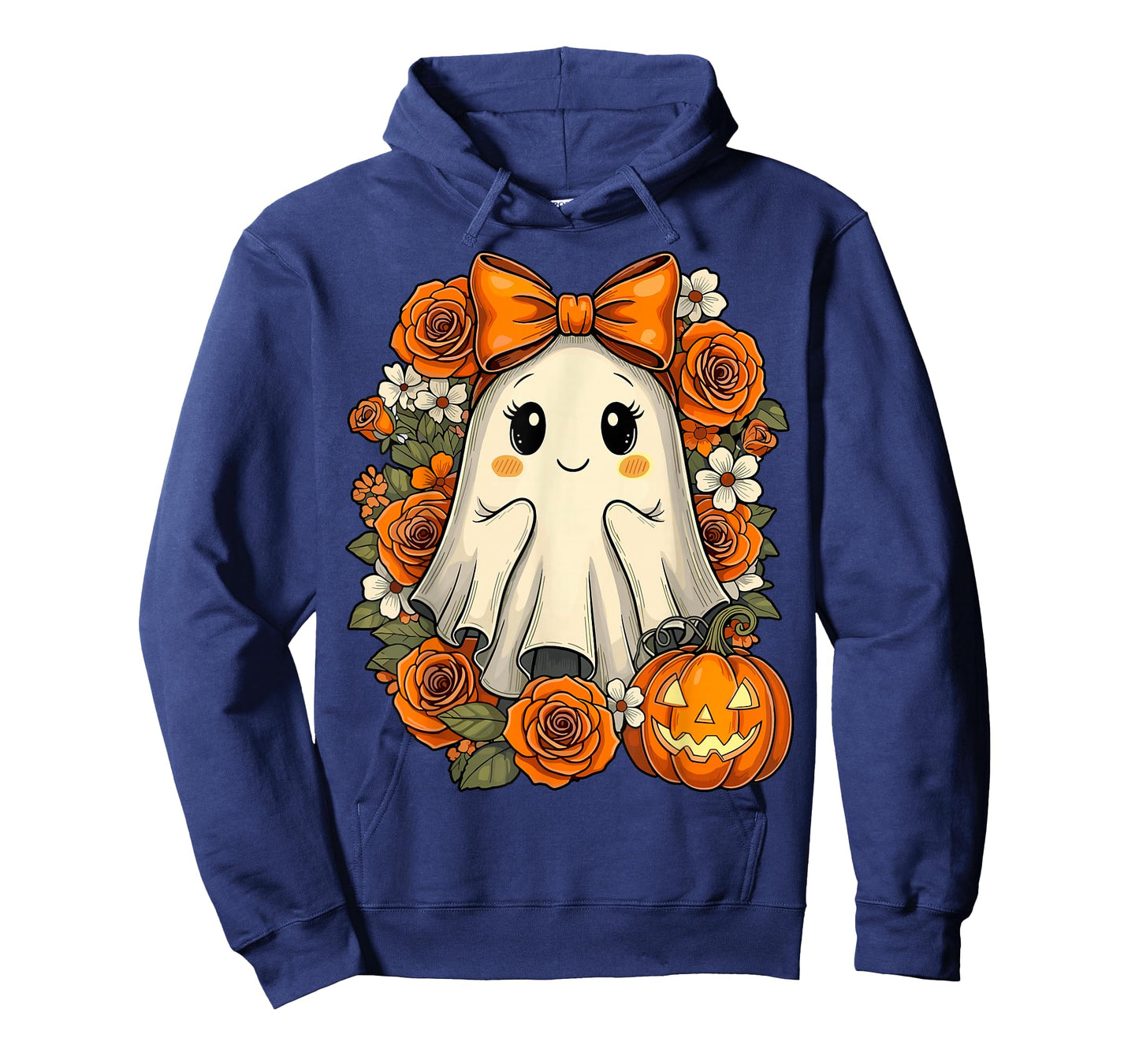Kawaii Ghost Pumpkin Floral Halloween T-Shirt