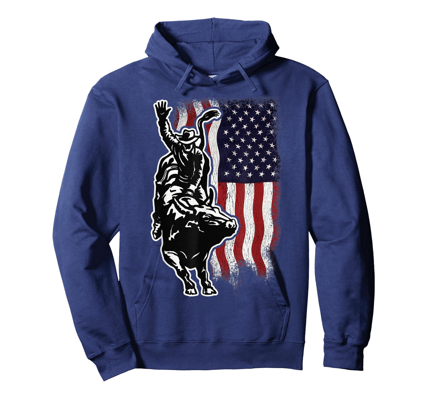 American Flag Bull Riding Cowboy 4th of July Patriotic Rodeo T-Shirt Small