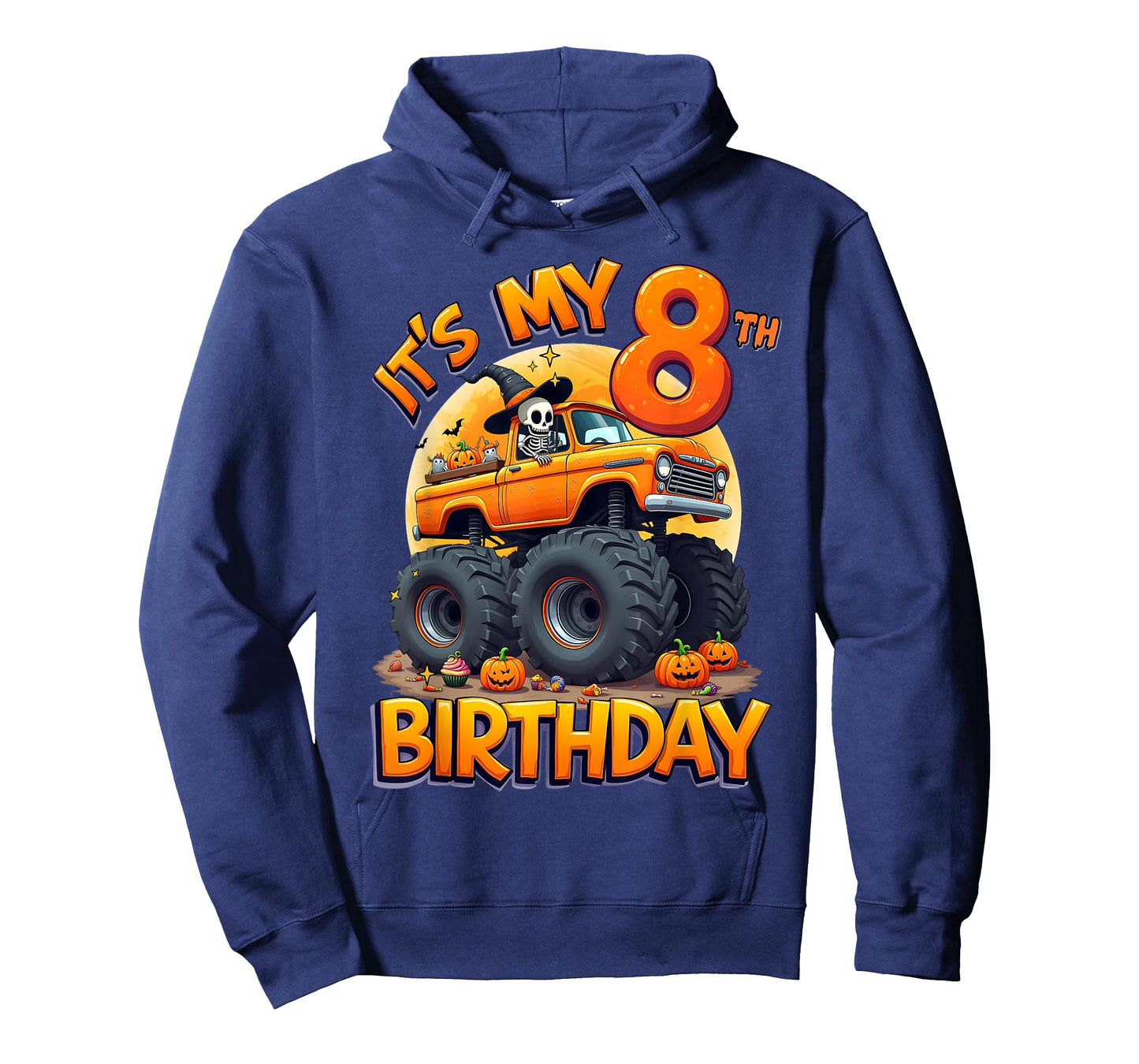 Kids It's My 8th Birthday Boy Halloween Monster Truck T-Shirt