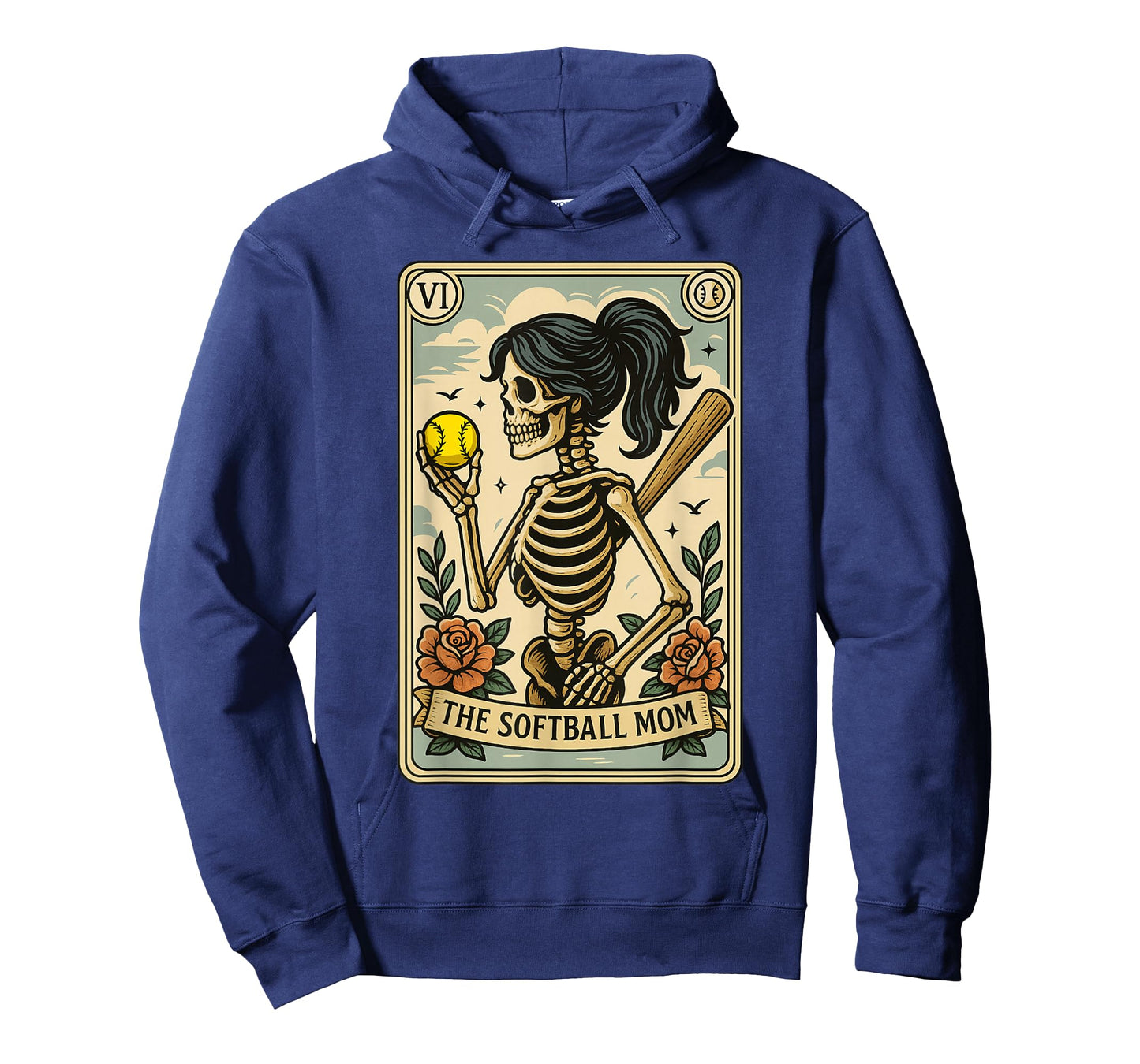 Funny Halloween Softball Mama Mom Skeleton Tarot Card T-Shirt