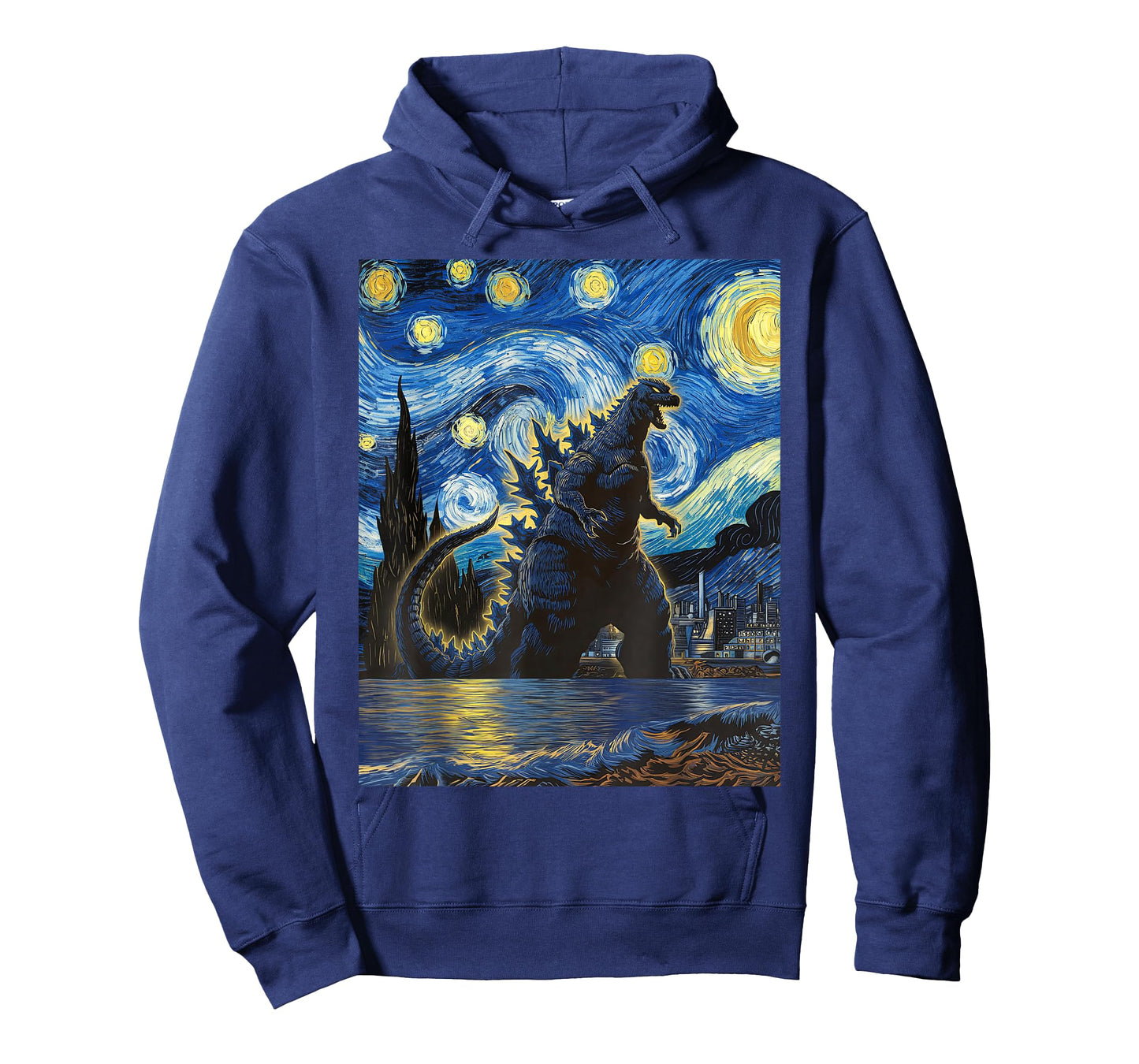 Vintage Japanese Monster Kaiju in Van Gogh Starry Night Art T-Shirt