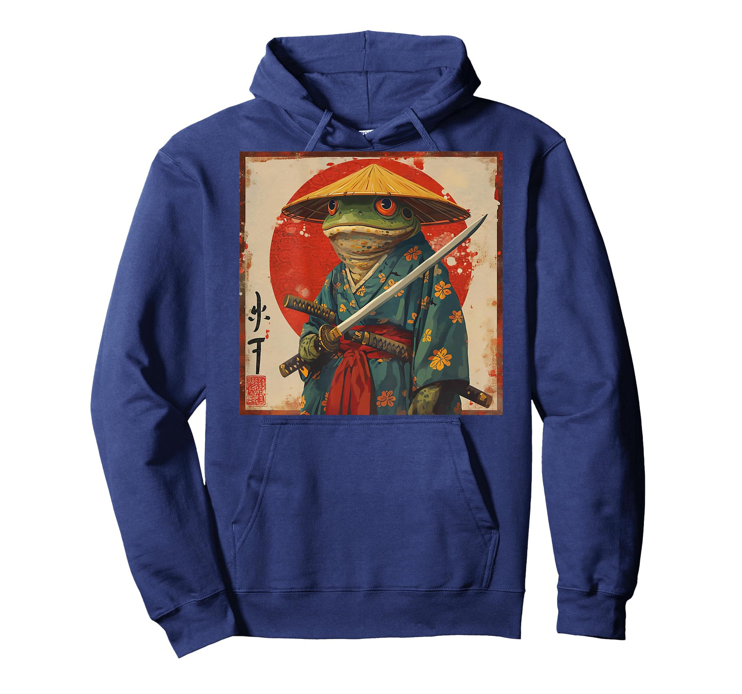 Japanese Woodblock Art: Samurai Frog Japanese Kanji on Back T-Shirt