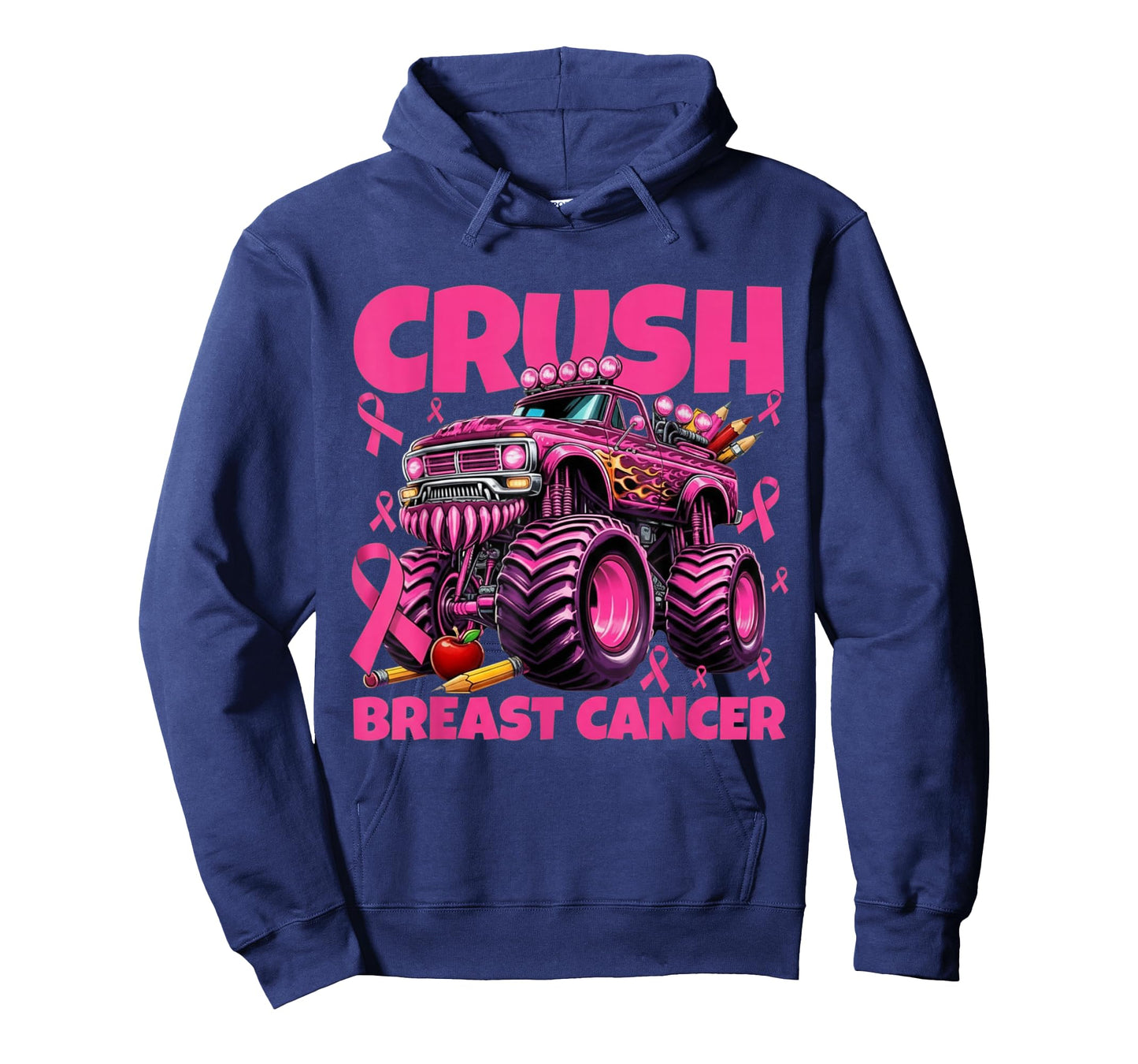 Crush Breast Cancer Awareness Kids Monster Truck Pink Ribbon T-Shirt