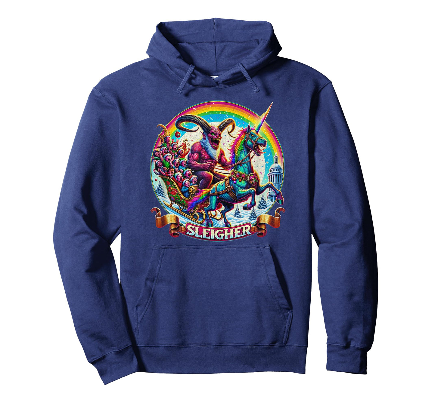 Sleigher Krampus Unicorn Demon Horror Christmas Gothic T-Shirt