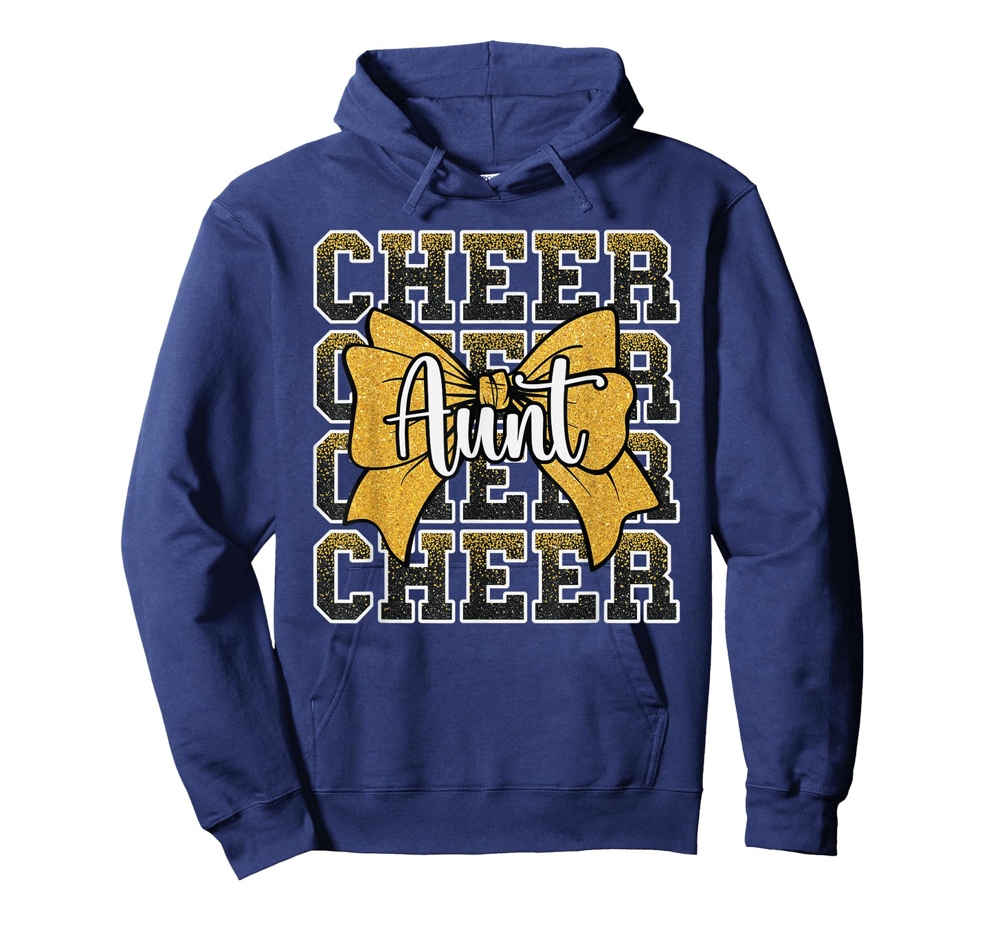 Cheer Aunt Auntie Bow Sport Cheerleader Cheerleading Yellow T-Shirt