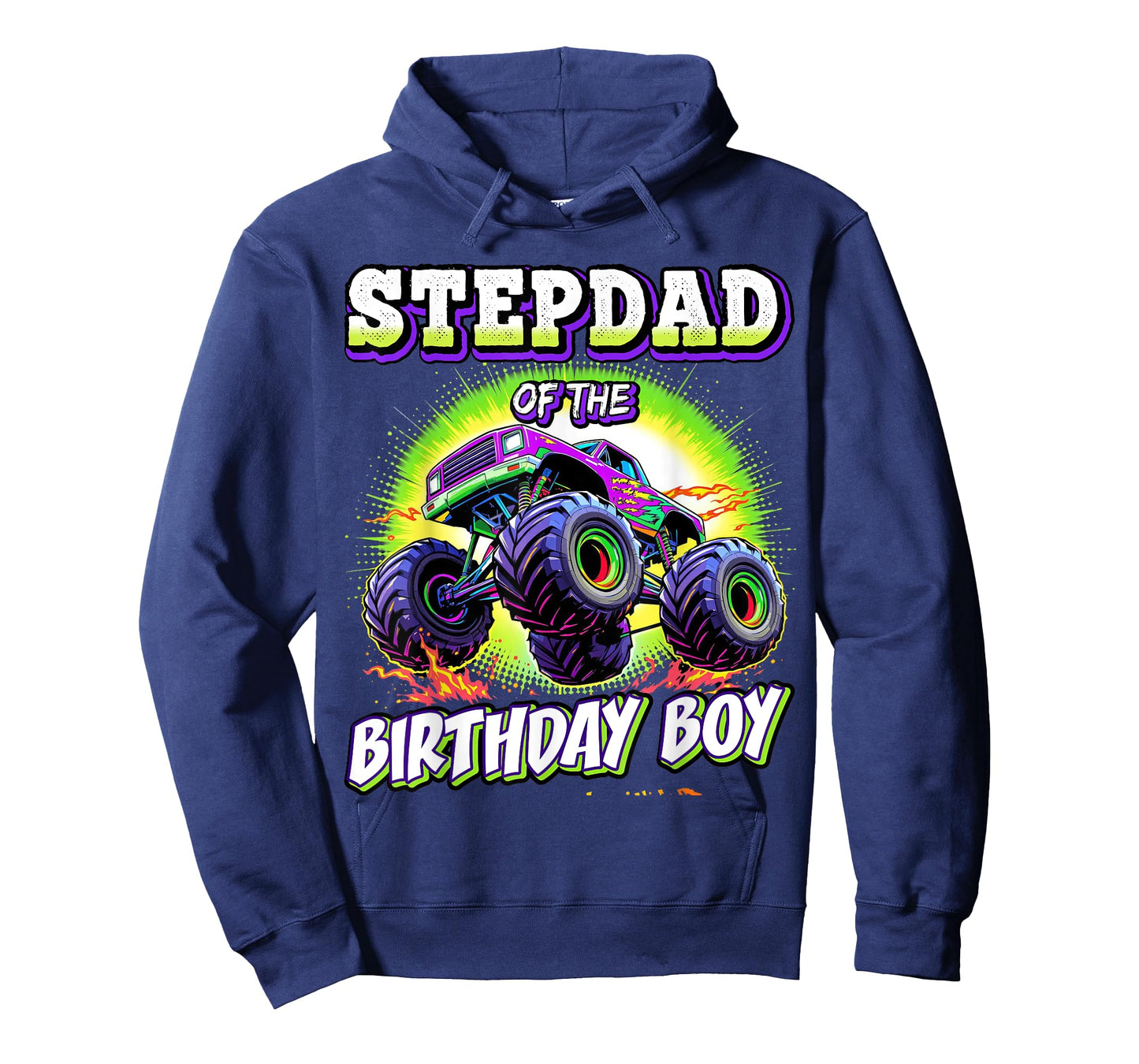 Stepdad of the Birthday Boy Monster Truck Birthday Novelty T-Shirt