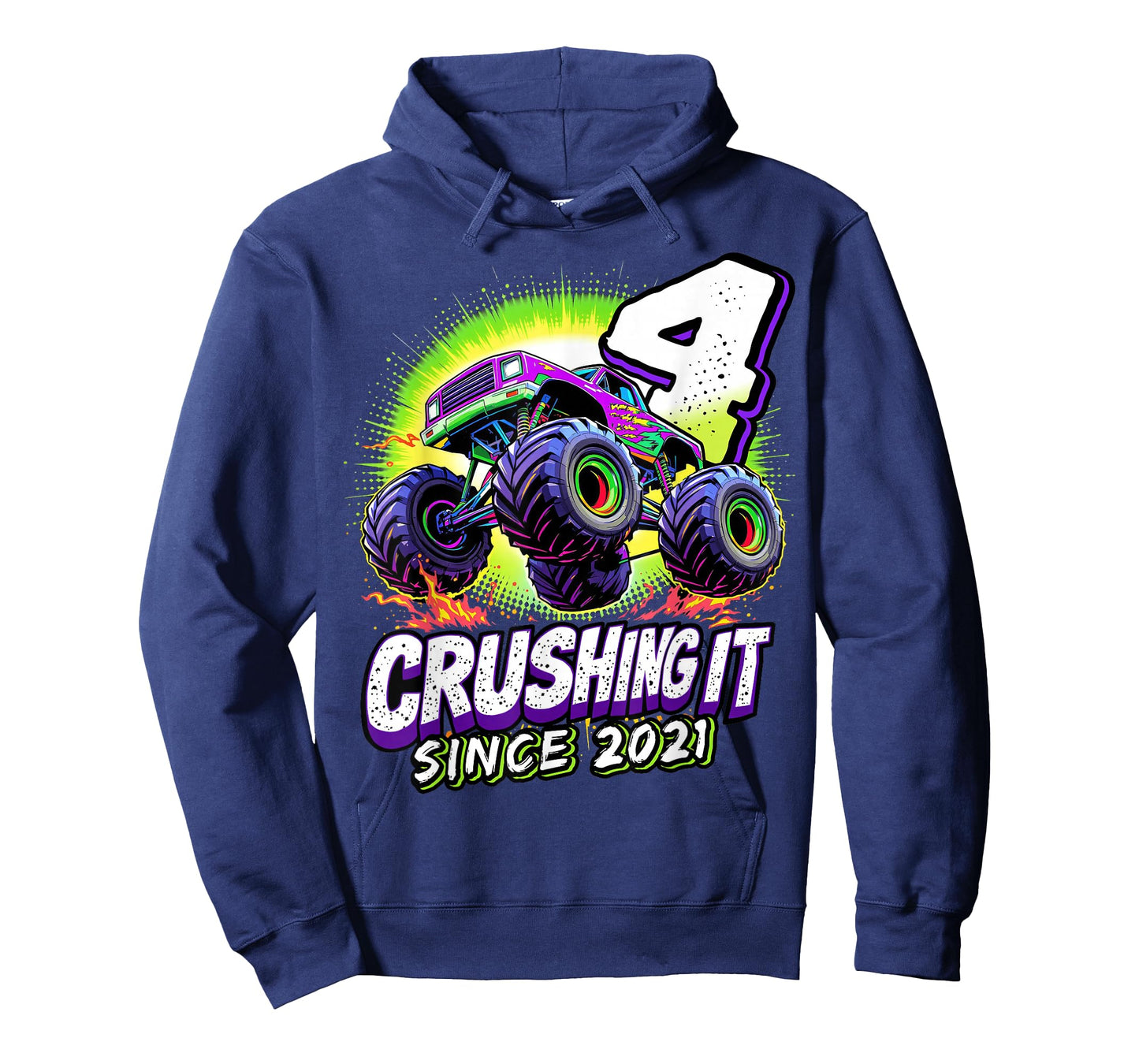 Birthday Monster Truck 4 year Old Boys 4th Party Born 2021 T-Shirt