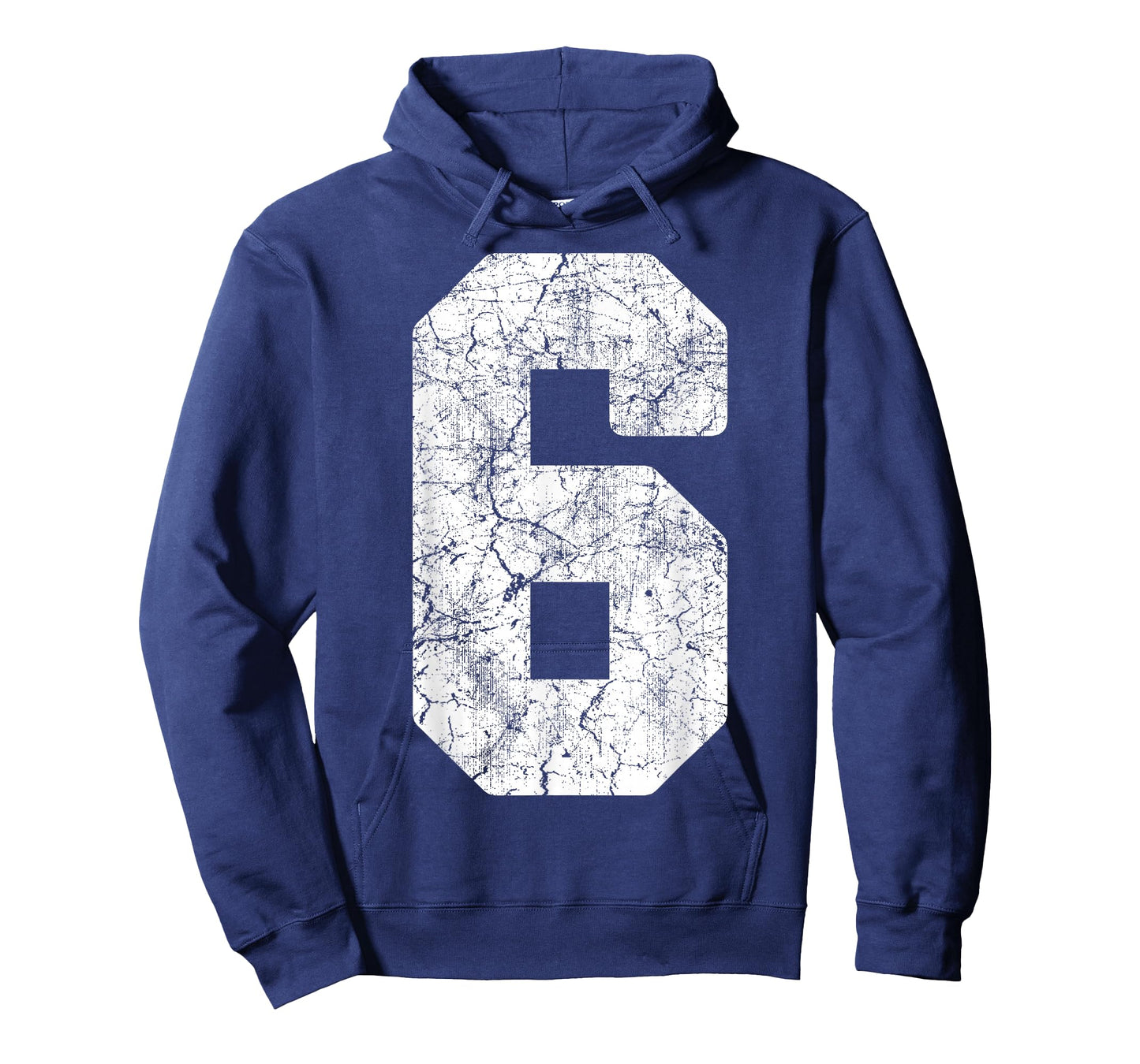 Distressed White Number 6 Jersey Player Uniform #6 Grunge T-Shirt