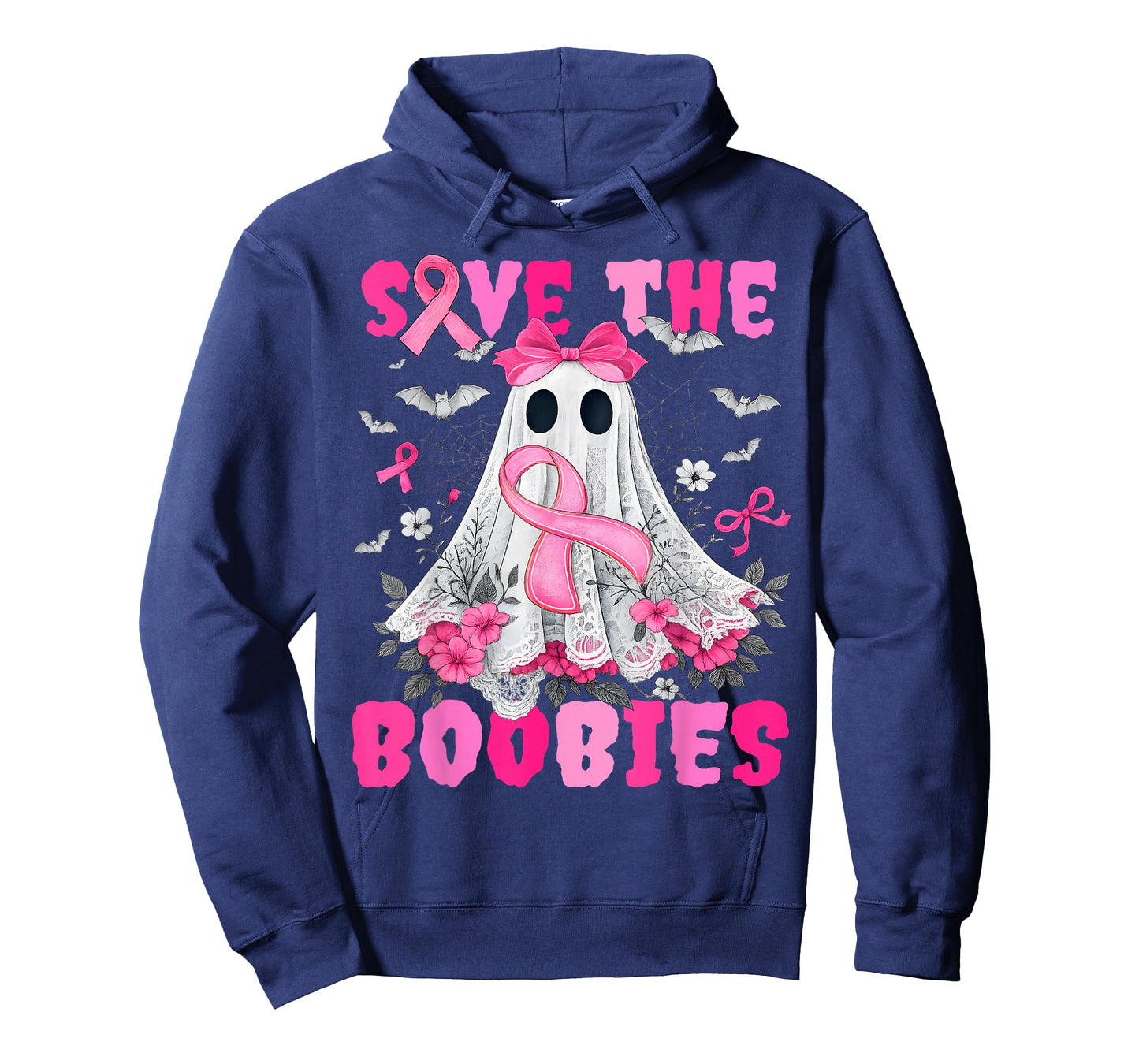 Save The Boobies Lace Bow Breast Cancer Awareness Halloween T-Shirt