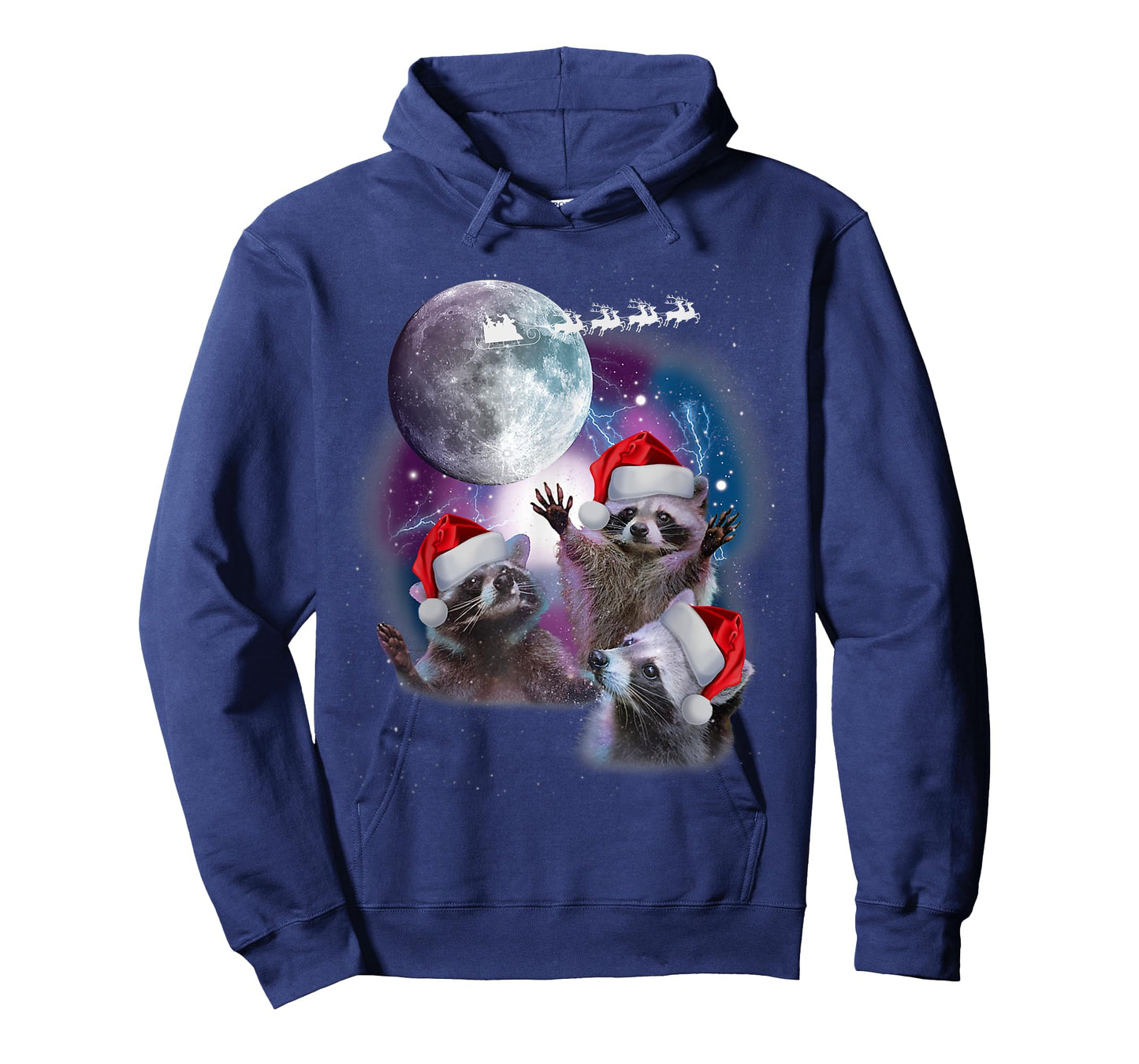 3 Racoon Moon Howling Christmas Santa Racoon Lover Men Women T-Shirt