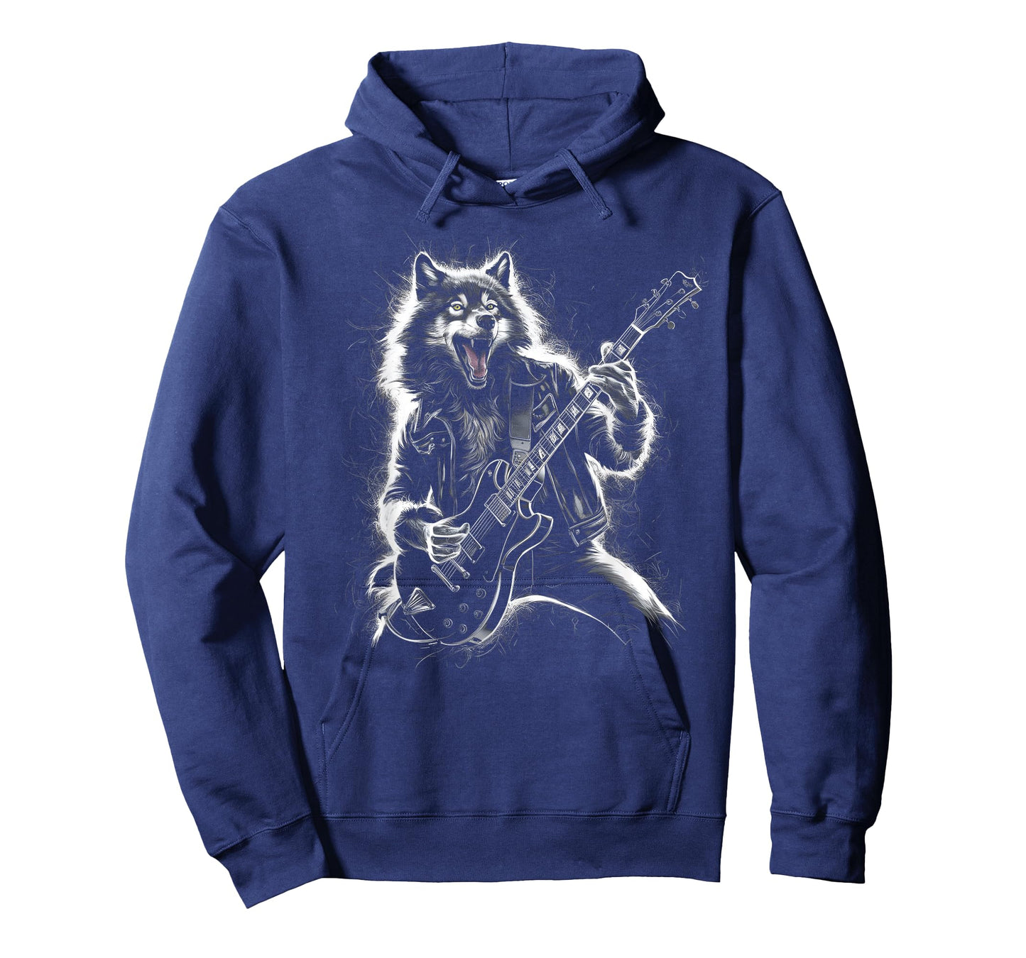 Wolf Playing Guitar Rocker Dog Playing Guitar Rock T-Shirt