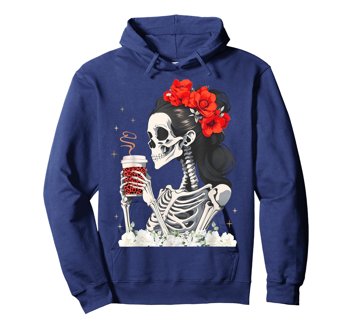 Skeleton Messy Bun Coffee Funny Costume Mom Women T-Shirt