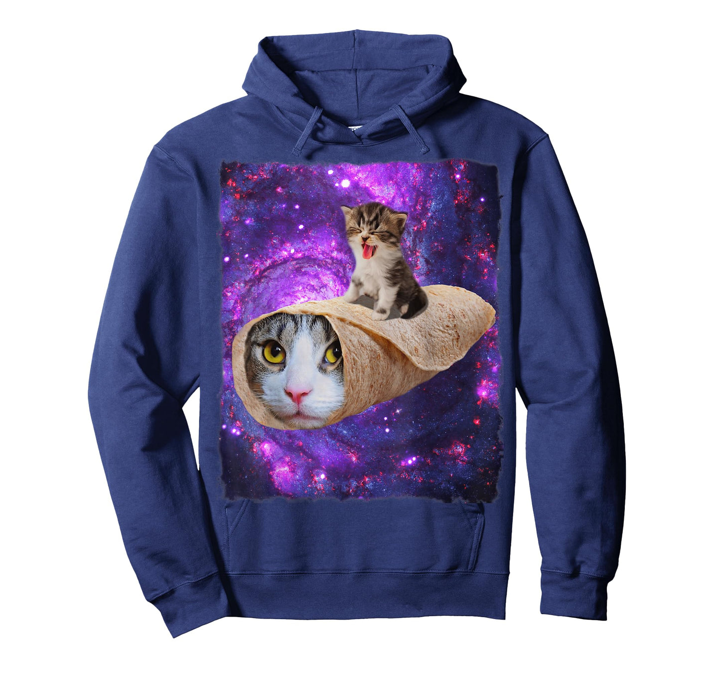 Cute Space Cat Kitty Riding A Burrito Cat In Outer Space T-Shirt