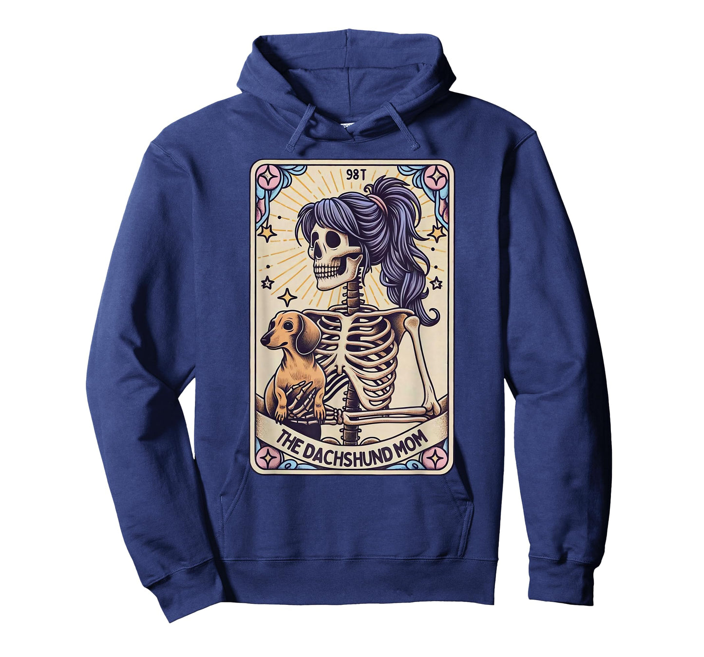 Retro Funny The Dachshund Mom Tarot Card Skeleton Halloween T-Shirt