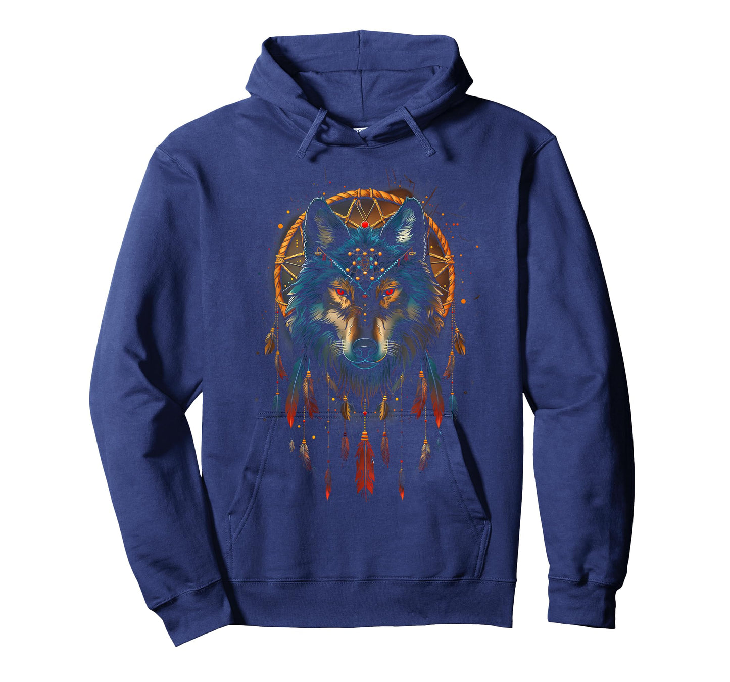 Colorful Mantra Spirit Animal Dreamcatcher Shop Wolf Dreamcatcher Native American Indian Feathers Arts Unisex-Adults T-Shirt Black Small Modern Tribal Boho Motif Round Collar Short Sleeve T-Shirt