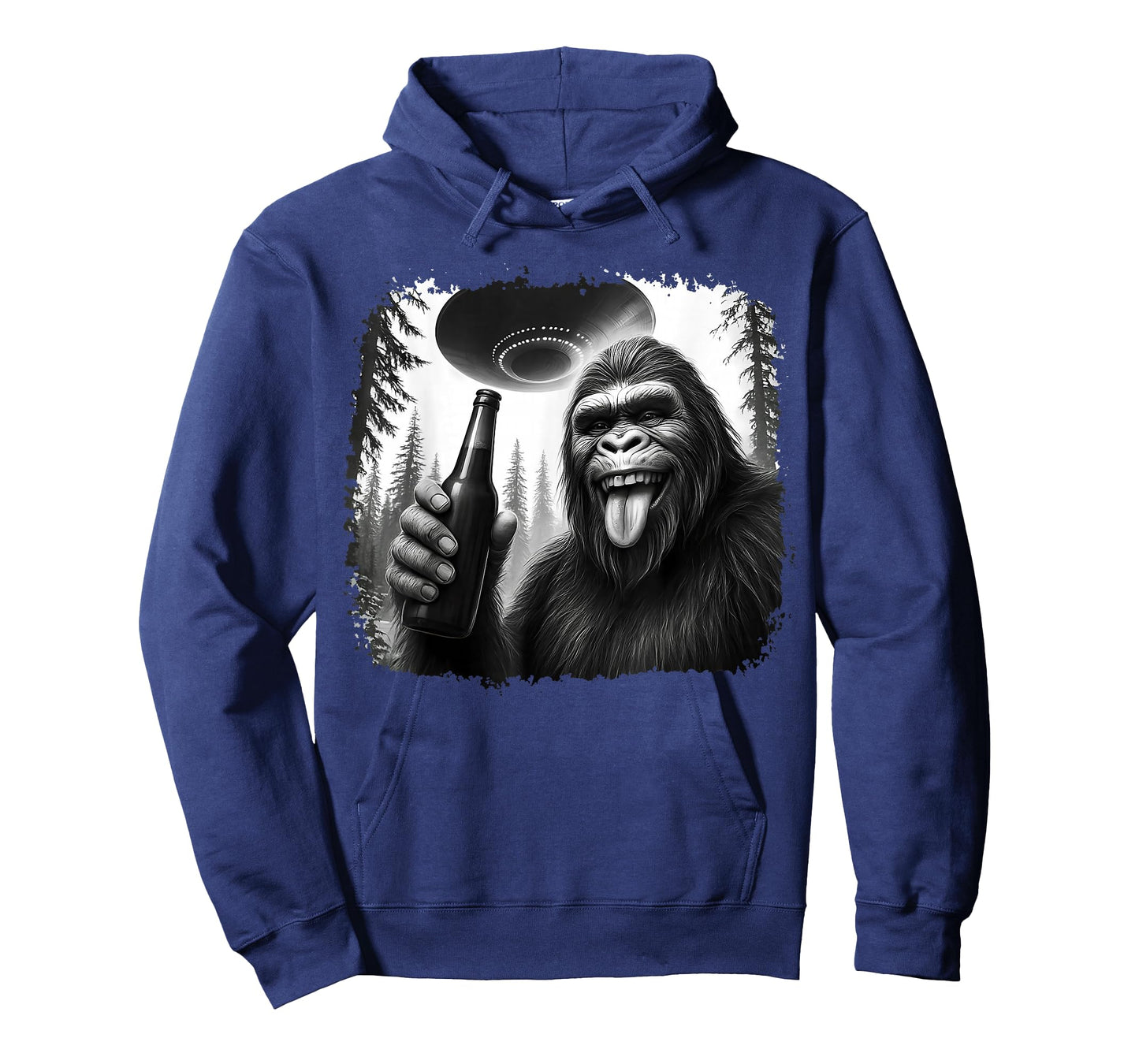 Sasquatch Drinking Beer UFO Encounter Funny T-Shirt