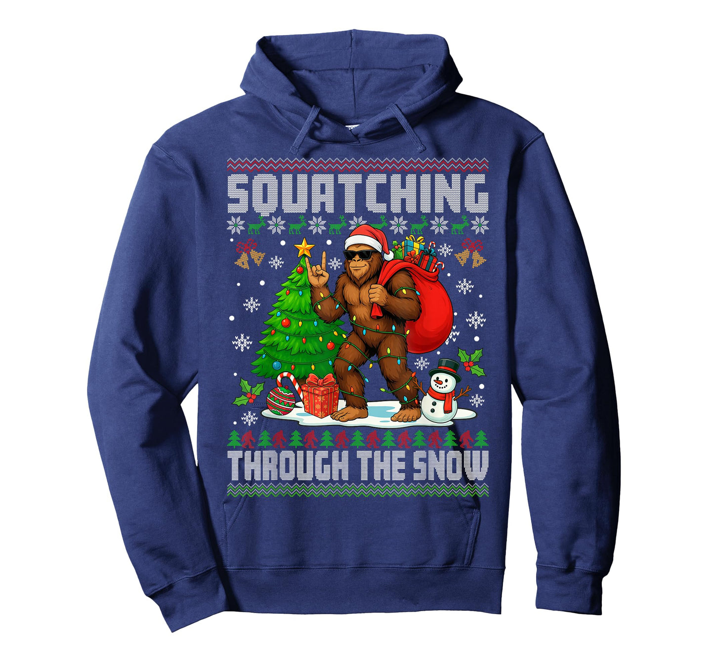 Squatching Through The Snow Bigfoot Lovers Ugly Christmas T-Shirt